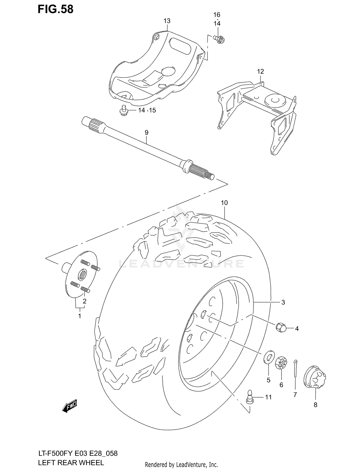 LEFT REAR WHEEL (MODEL W/X)