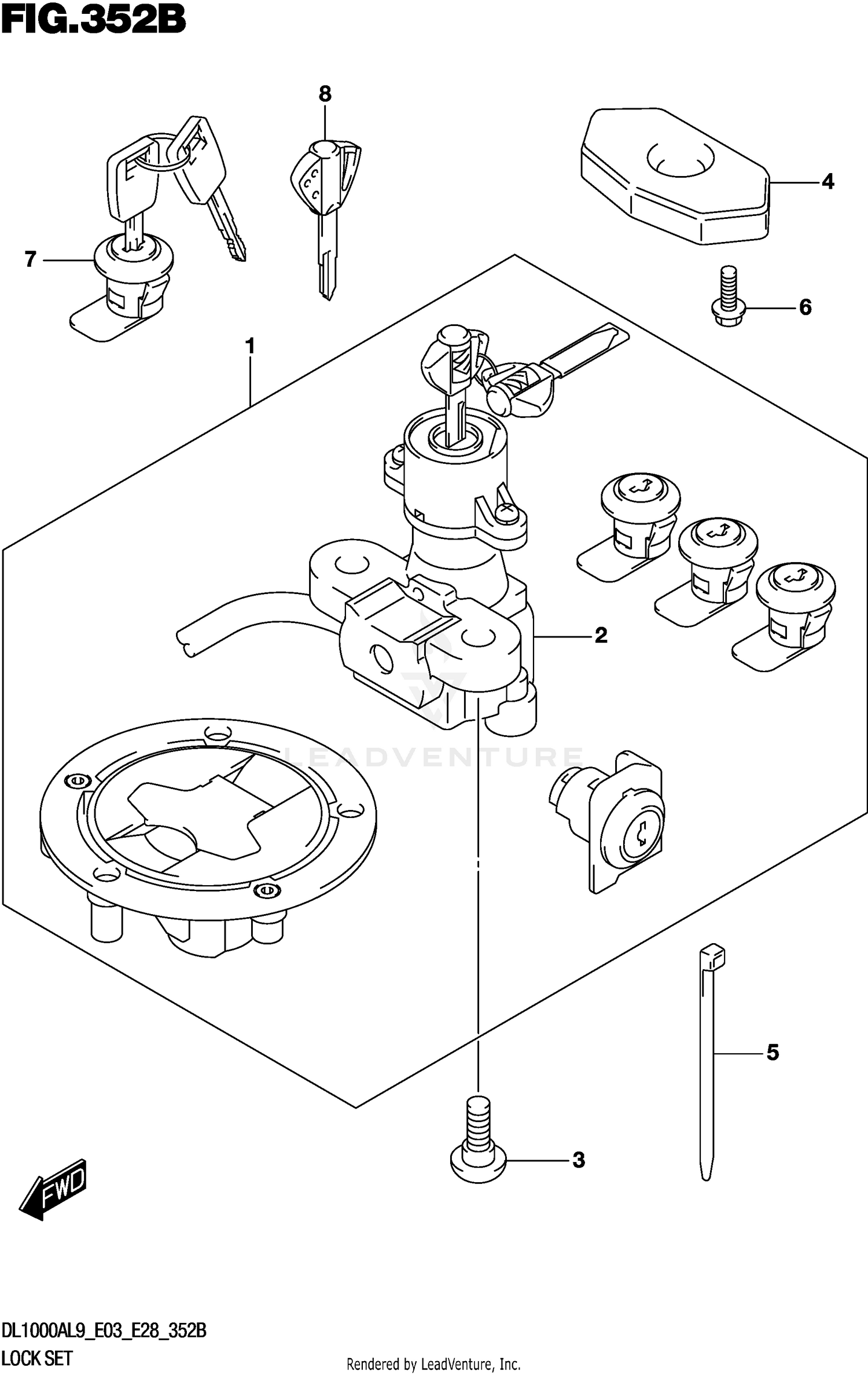 LOCK SET (FOR TOP CASE, SIDE CASE)