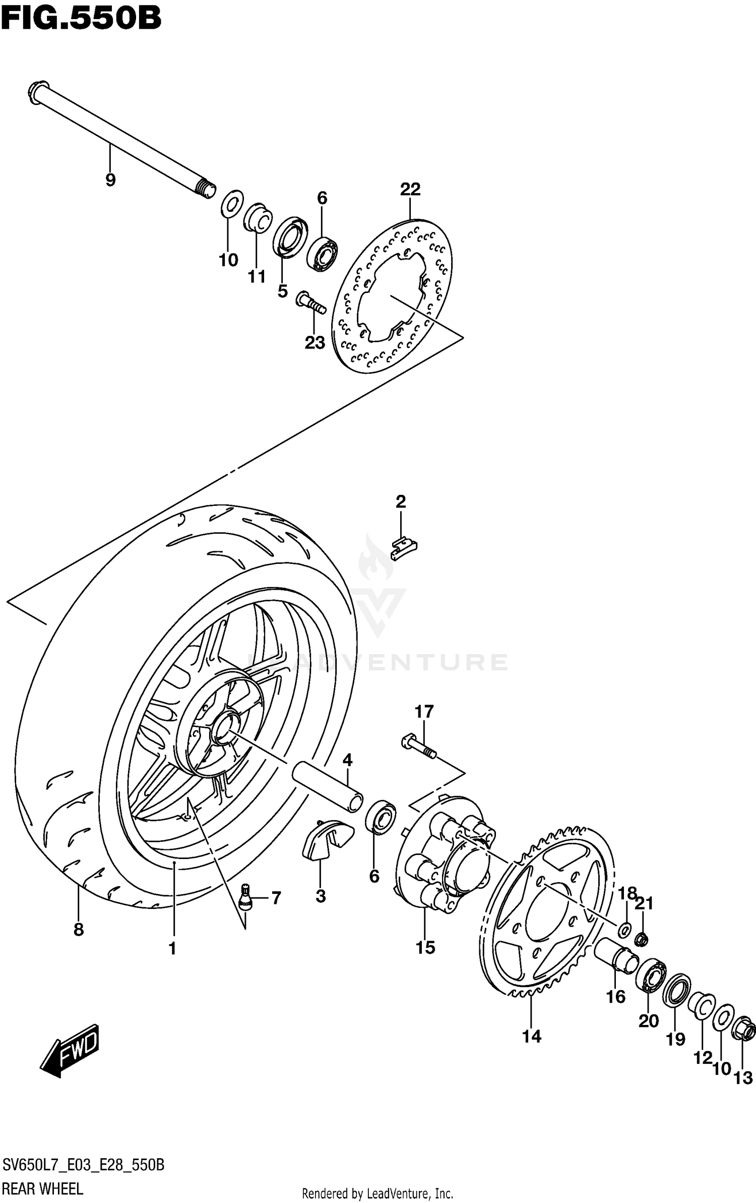 REAR WHEEL (SV650L7 E33)