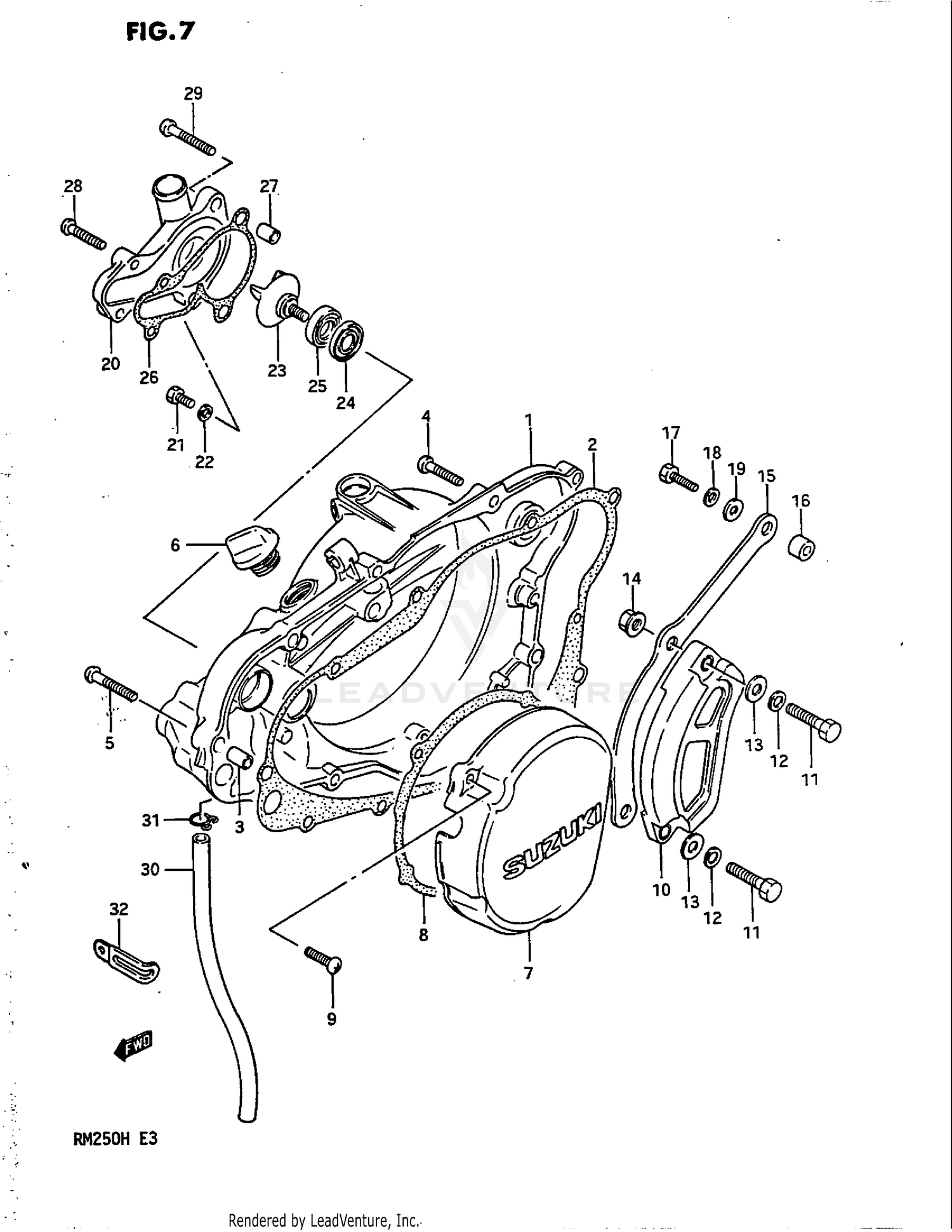 CRANKCASE COVER - WATER PUMP (MODEL G)