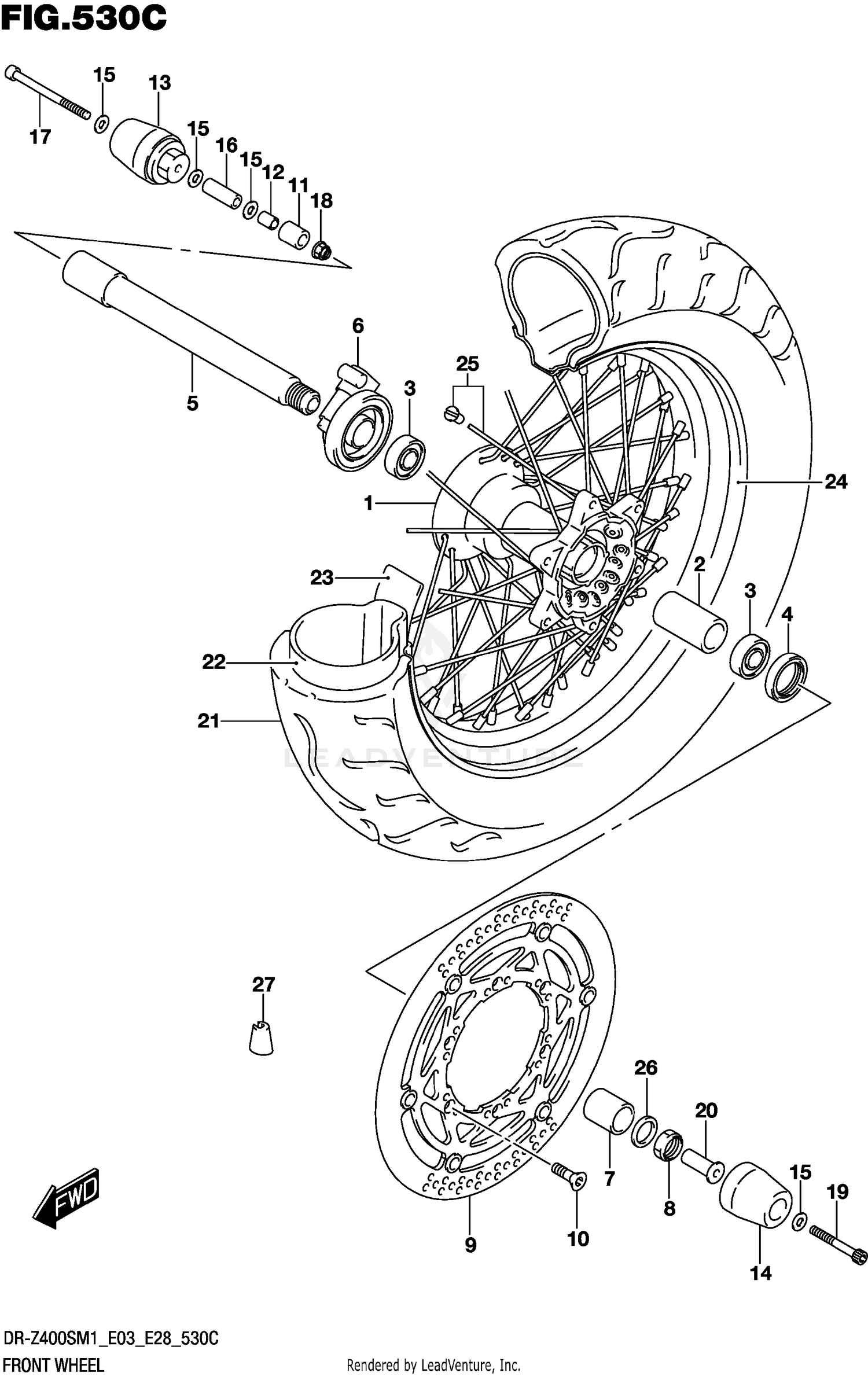 FRONT WHEEL (DR-Z400SM)