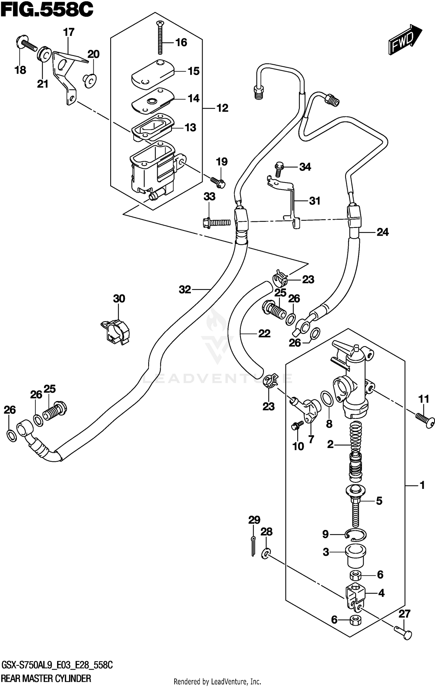 REAR MASTER CYLINDER (GSX-S750AL9 E28)