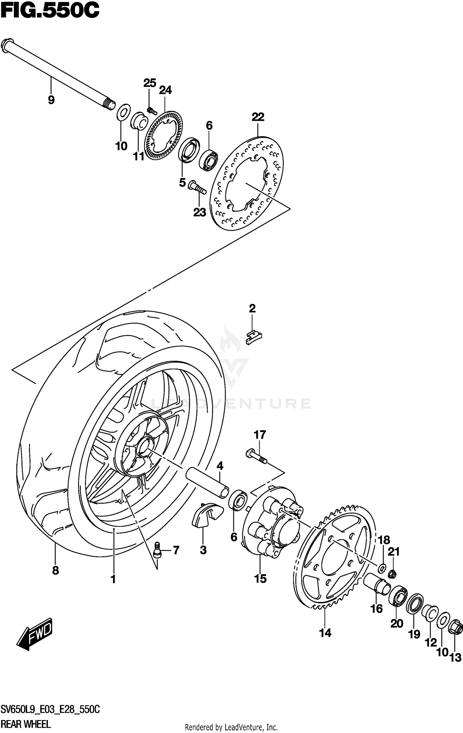 REAR WHEEL (SV650AL9 E28)