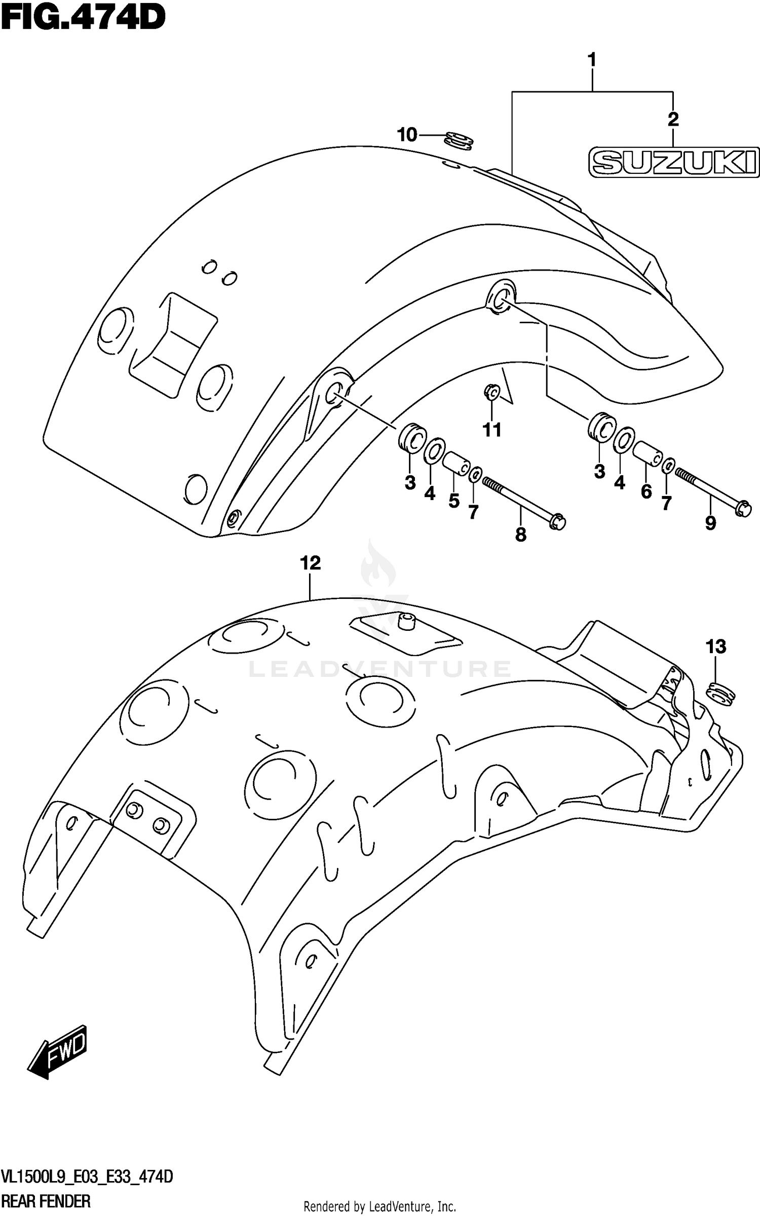 REAR FENDER (VL1500TL9 E33)