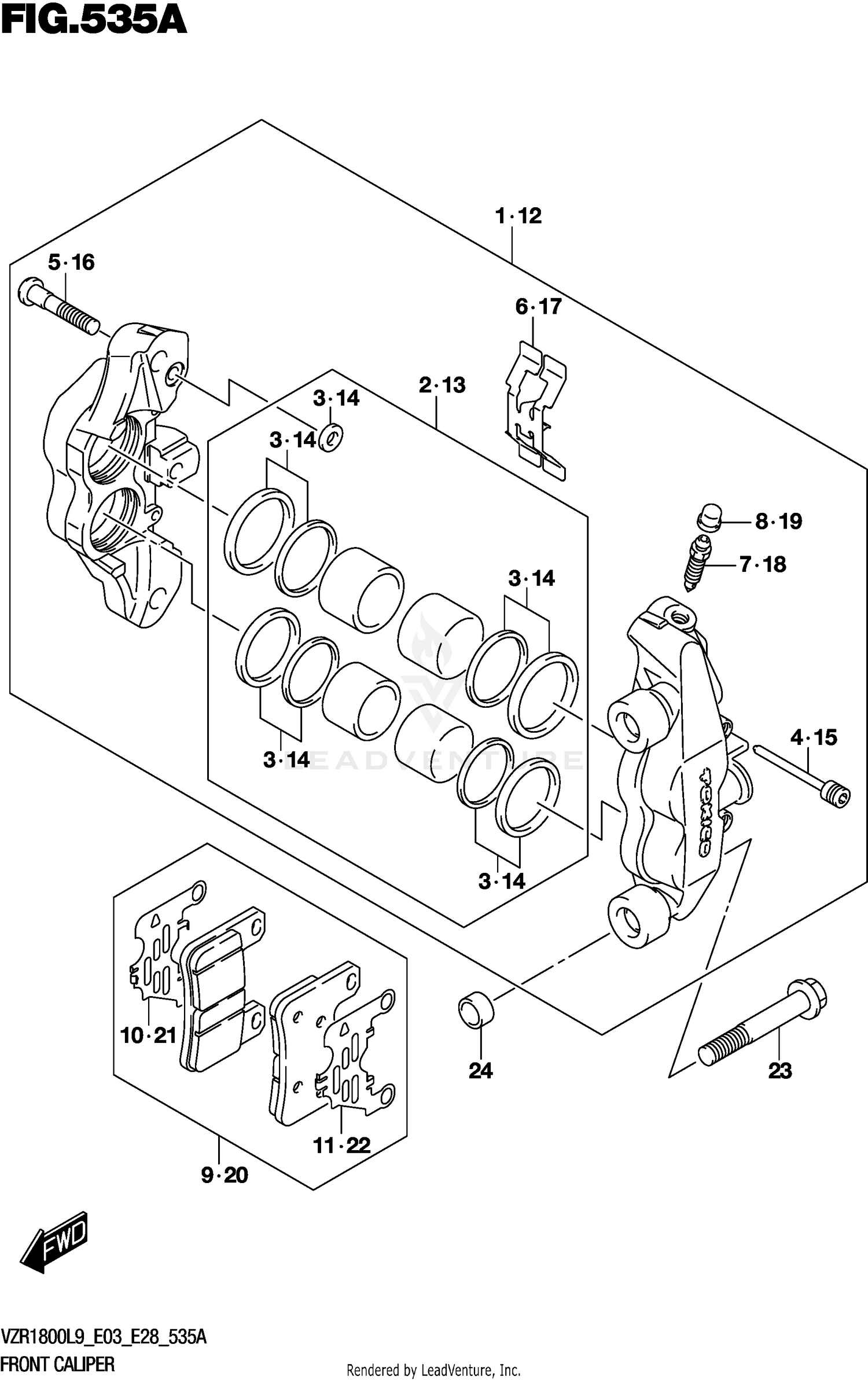 FRONT CALIPER (VZR1800L9 E28)