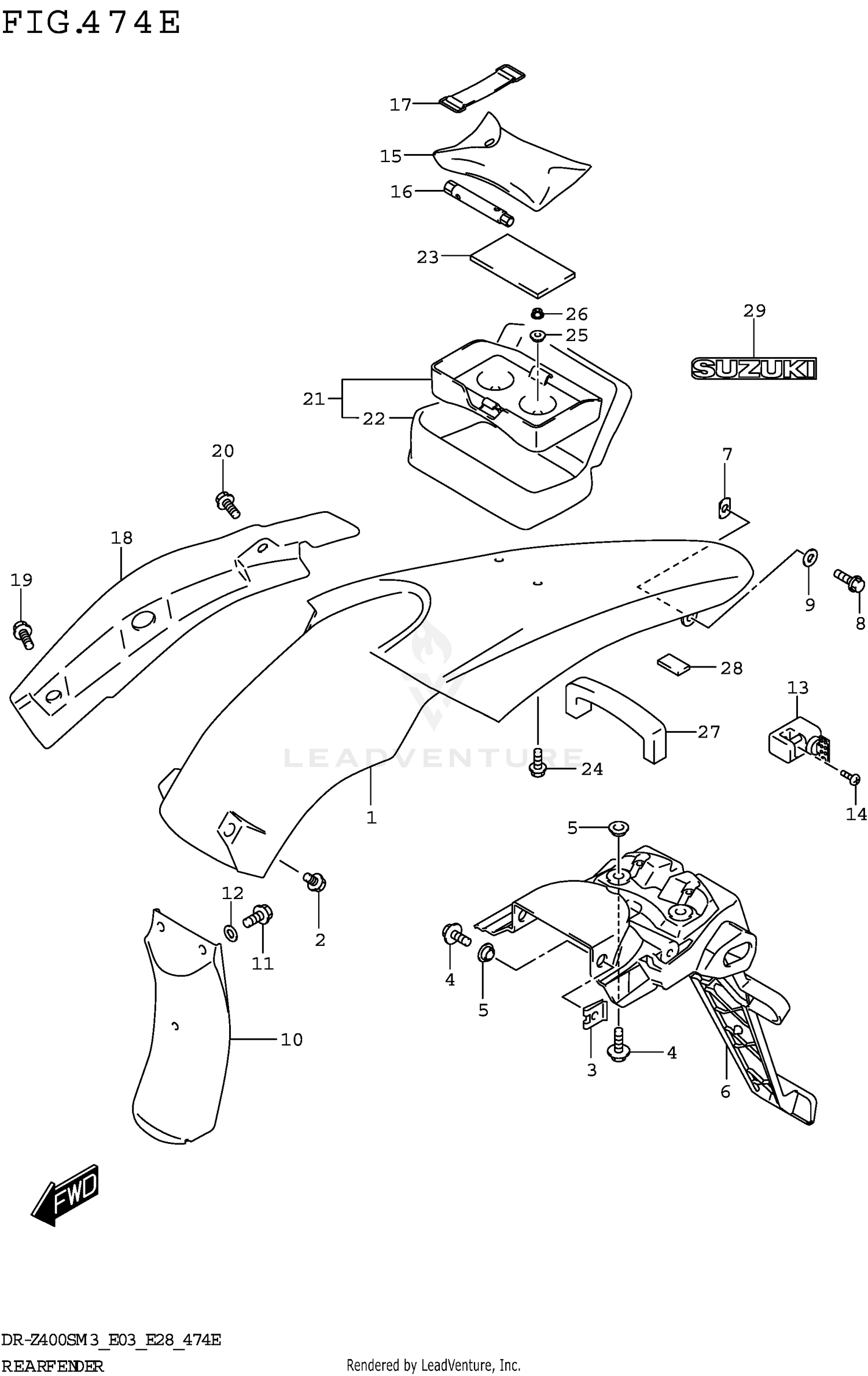 REAR FENDER (DR-Z400SMM3 E28)