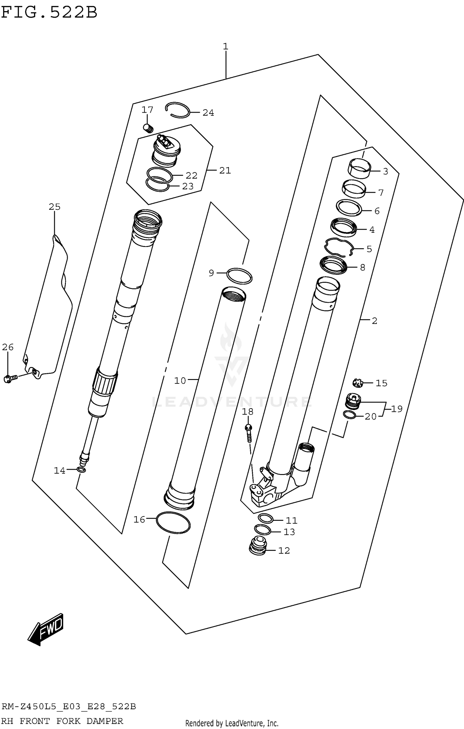 RH FRONT FORK DAMPER (RM-Z450L5 E28)
