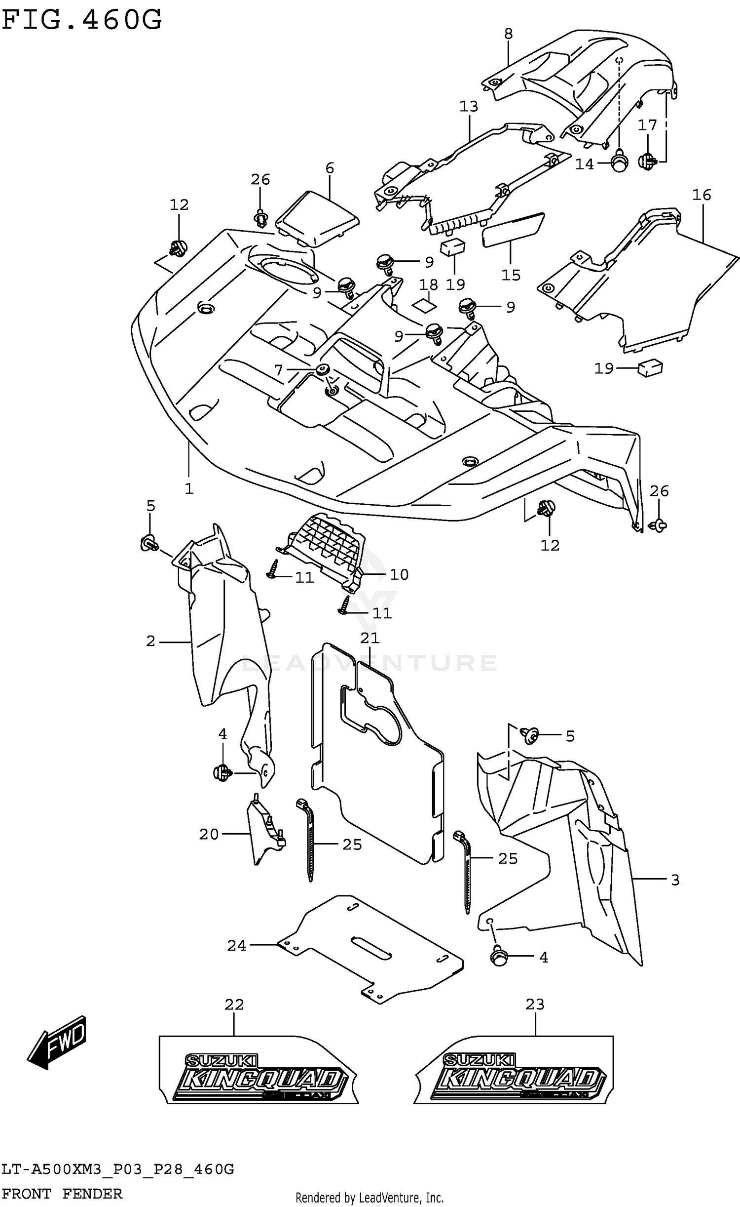 FRONT FENDER (LT-A500XPZM3 P28) 460G