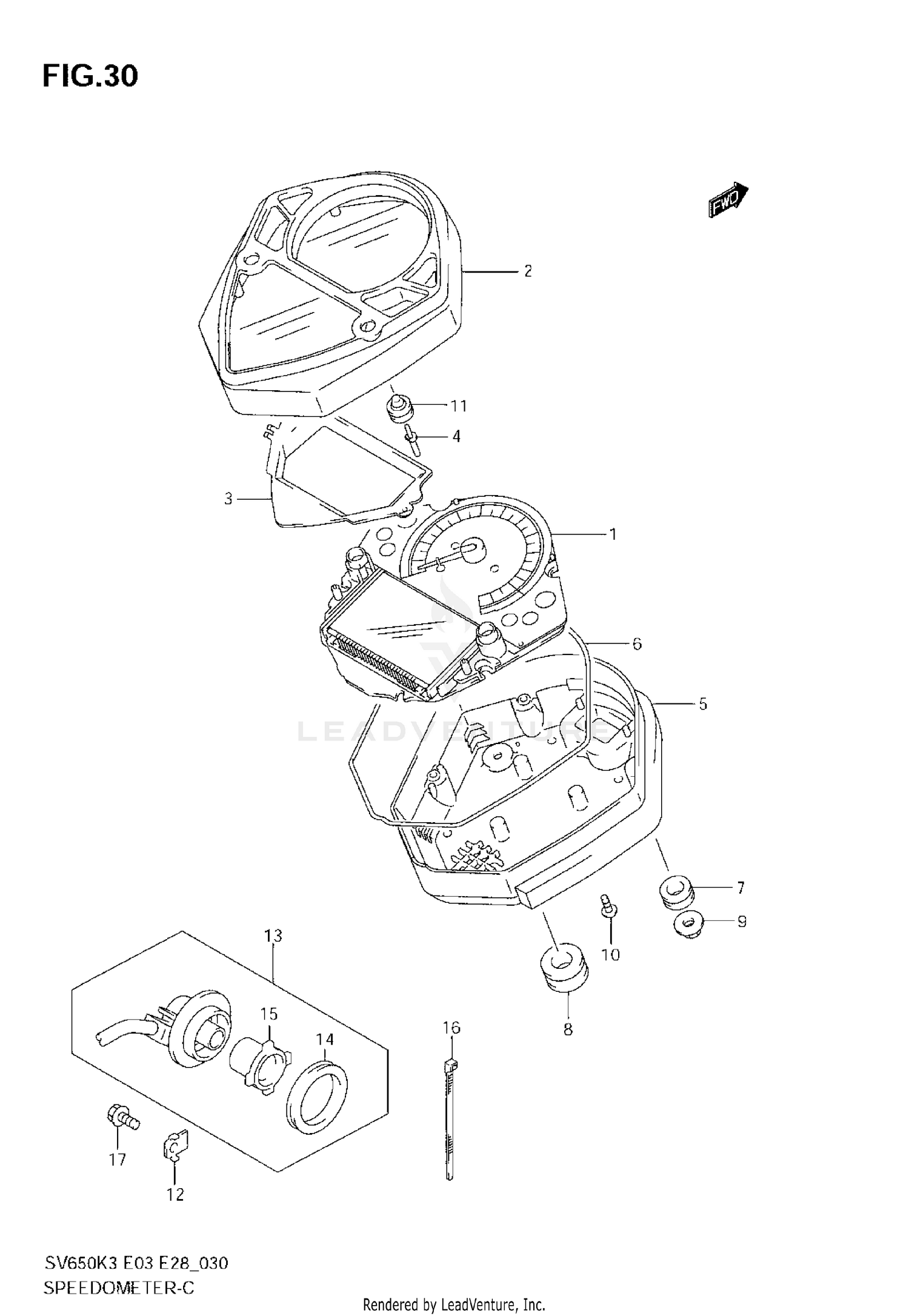 SPEEDOMETER (SV650SK3/SK4)