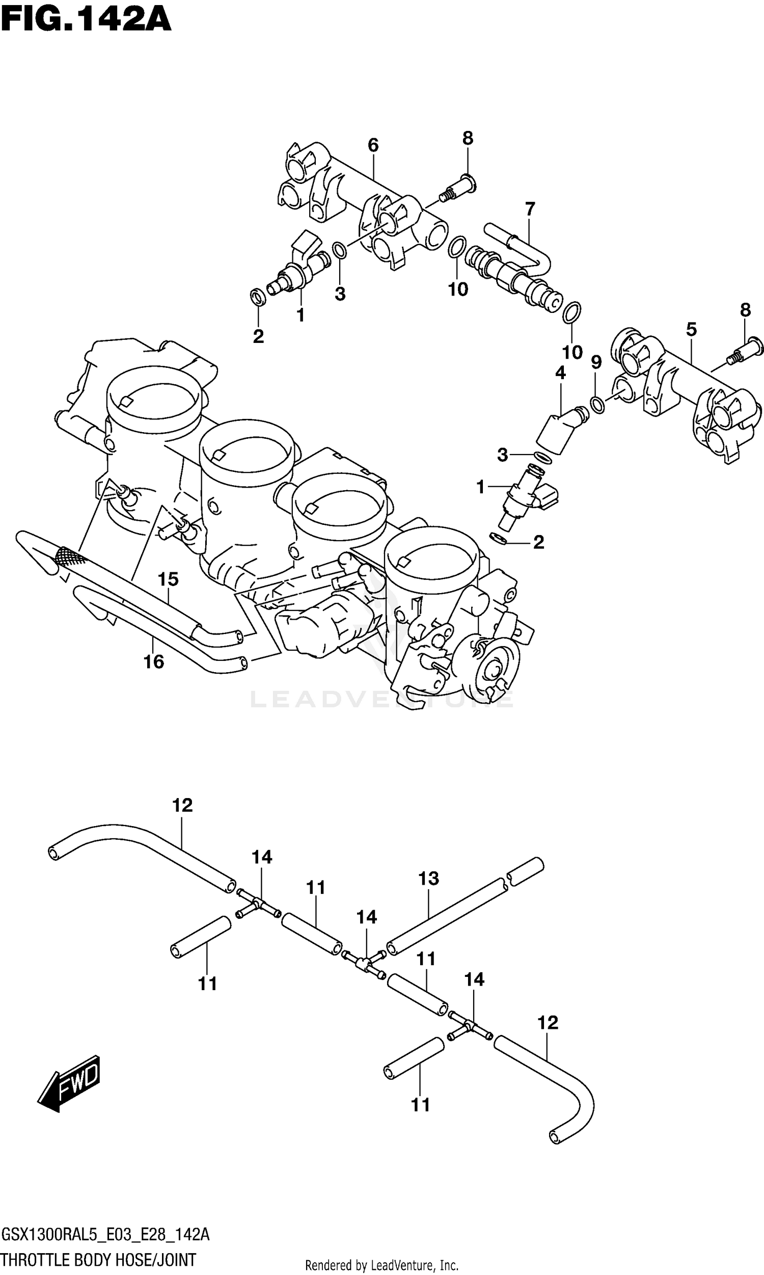 THROTTLE BODY HOSE/JOINT (GSX1300RAL5 E03)