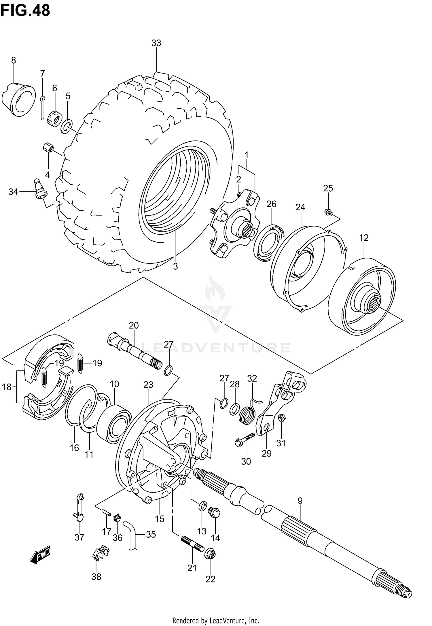 RIGHT REAR WHEEL (MODEL K2/K3)