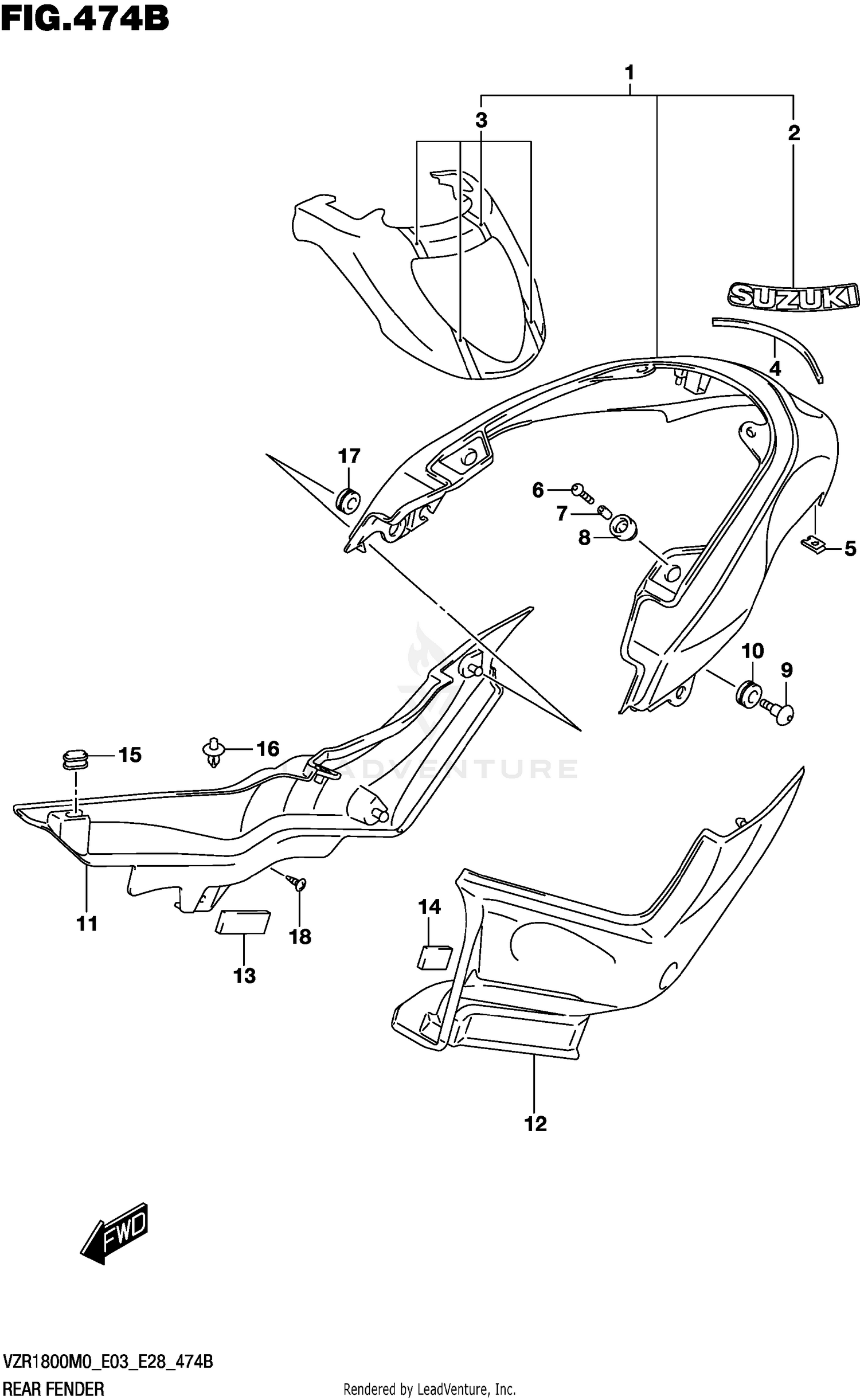 REAR FENDER (VZR1800BZ)(BD7)