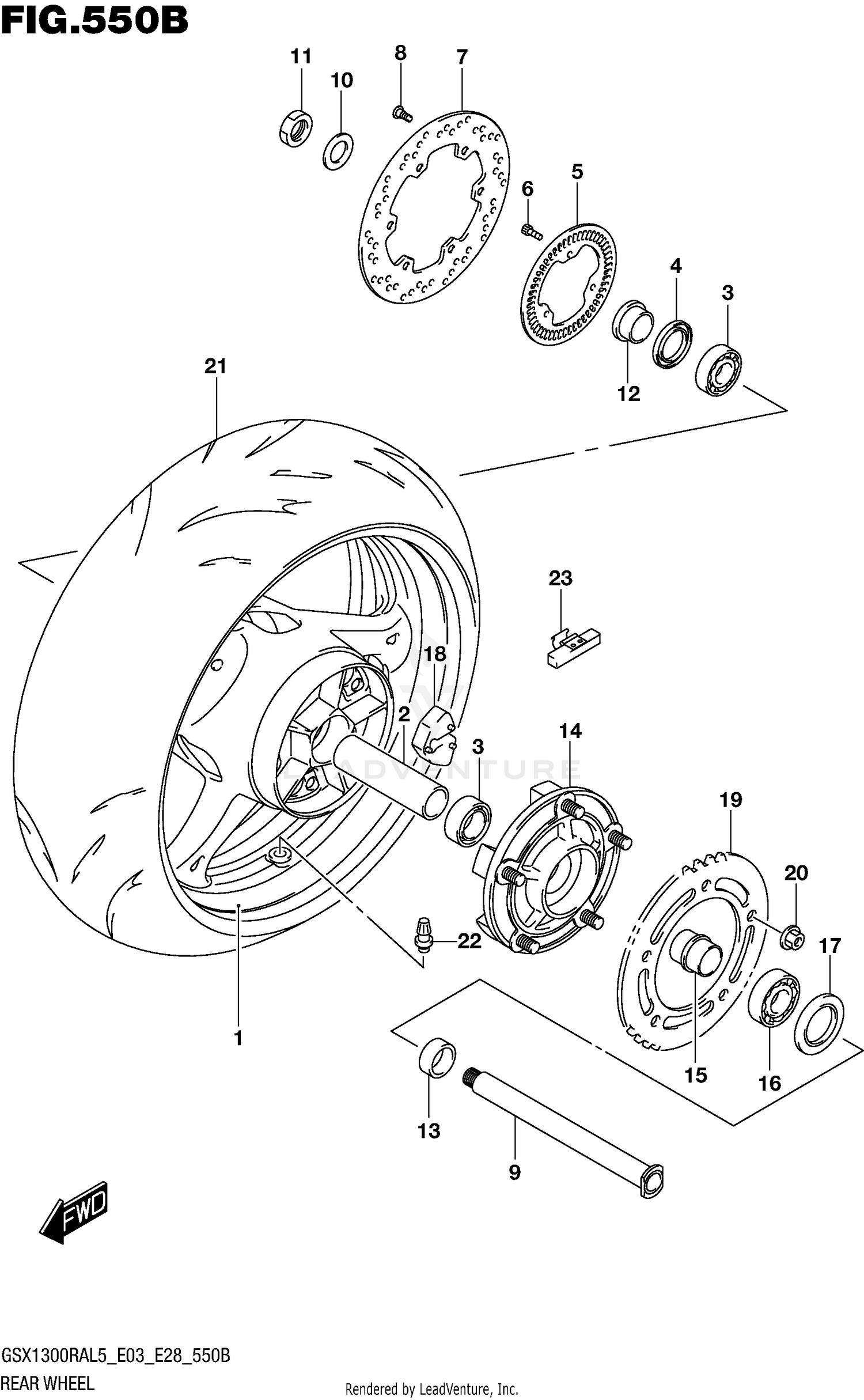 REAR WHEEL (GSX1300RAL5 E28)