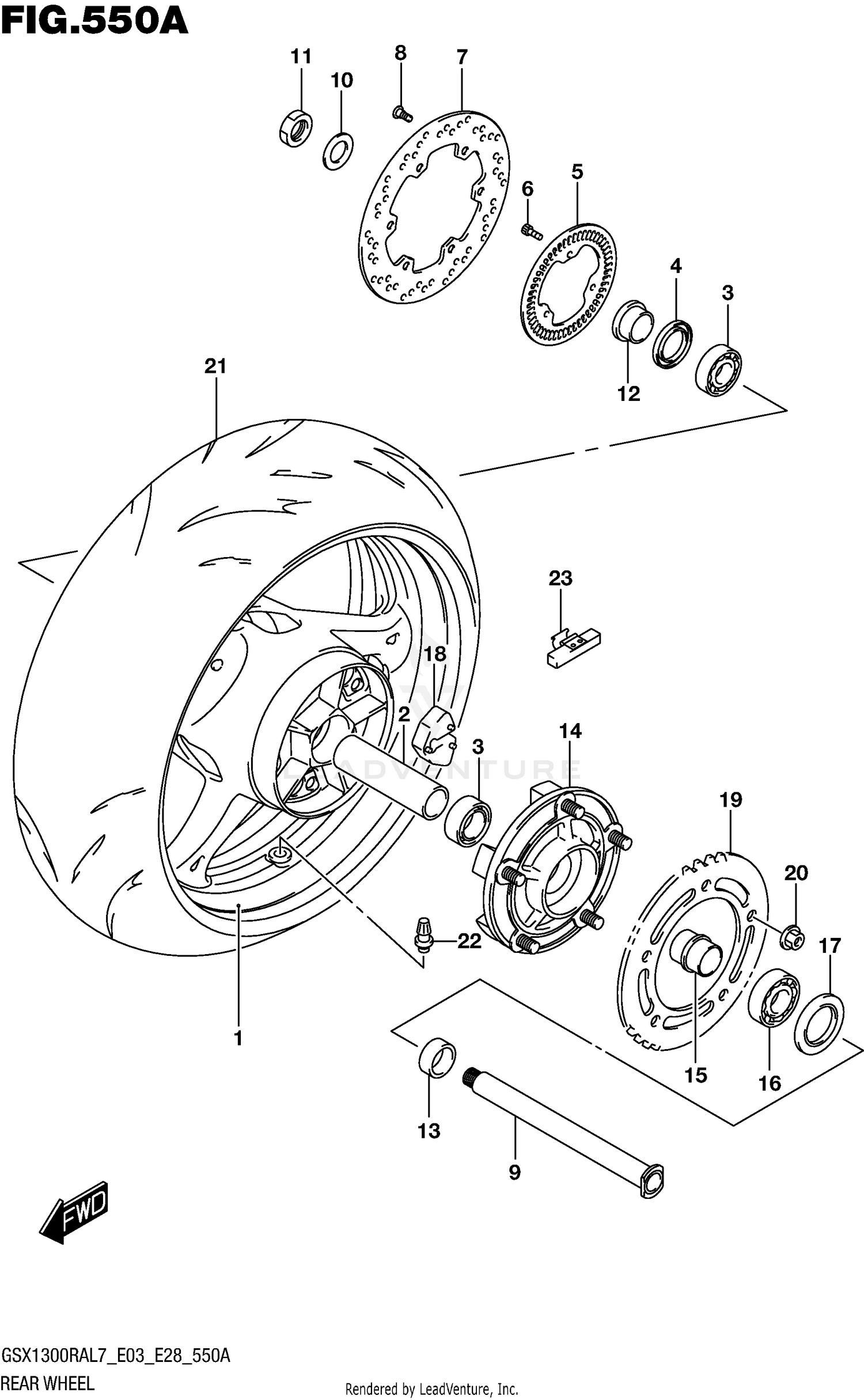 REAR WHEEL (GSX1300RAL7 E03)