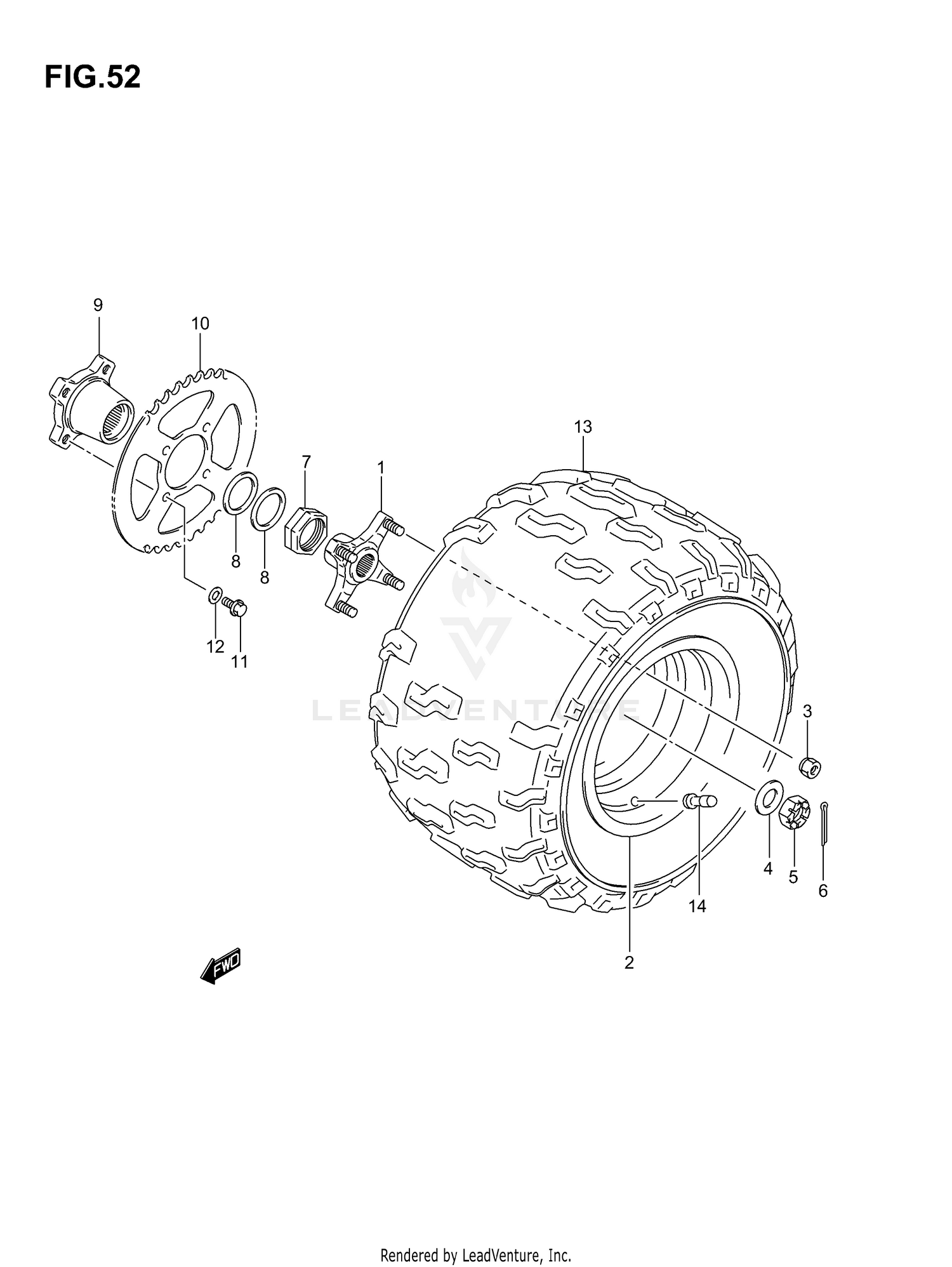 LEFT REAR WHEEL (MODEL K3/K4)