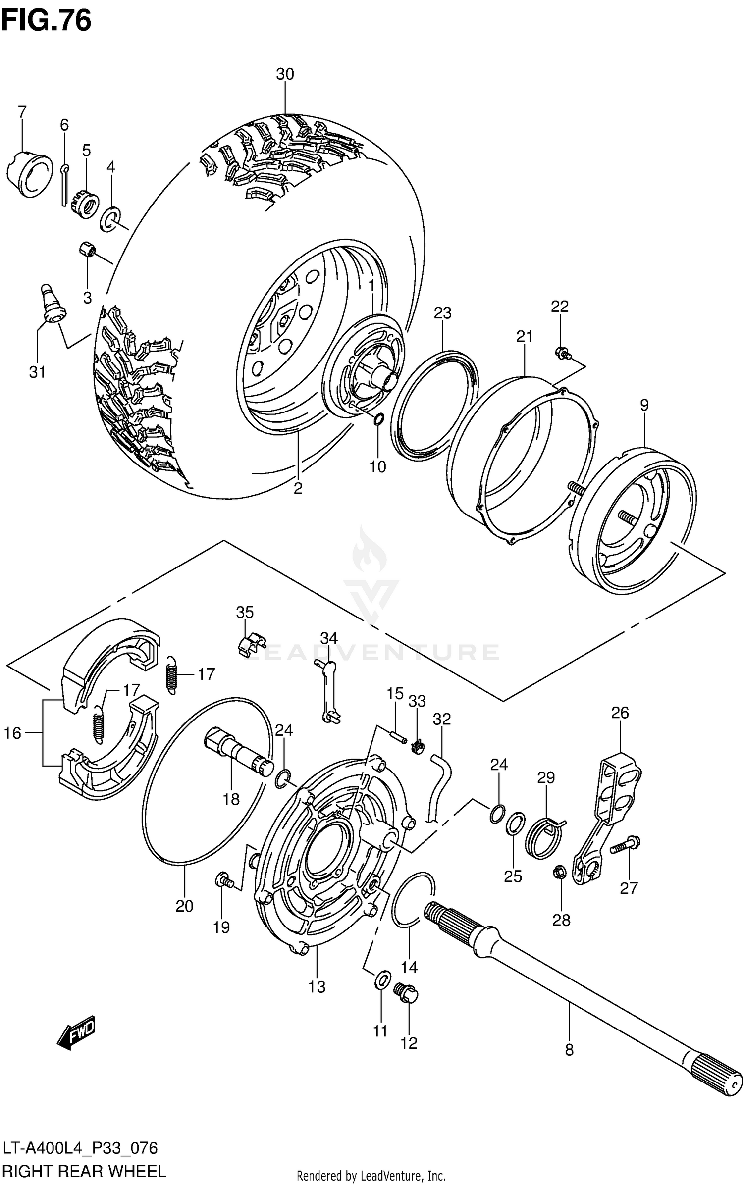 RIGHT REAR WHEEL (LT-A400L4 P33)