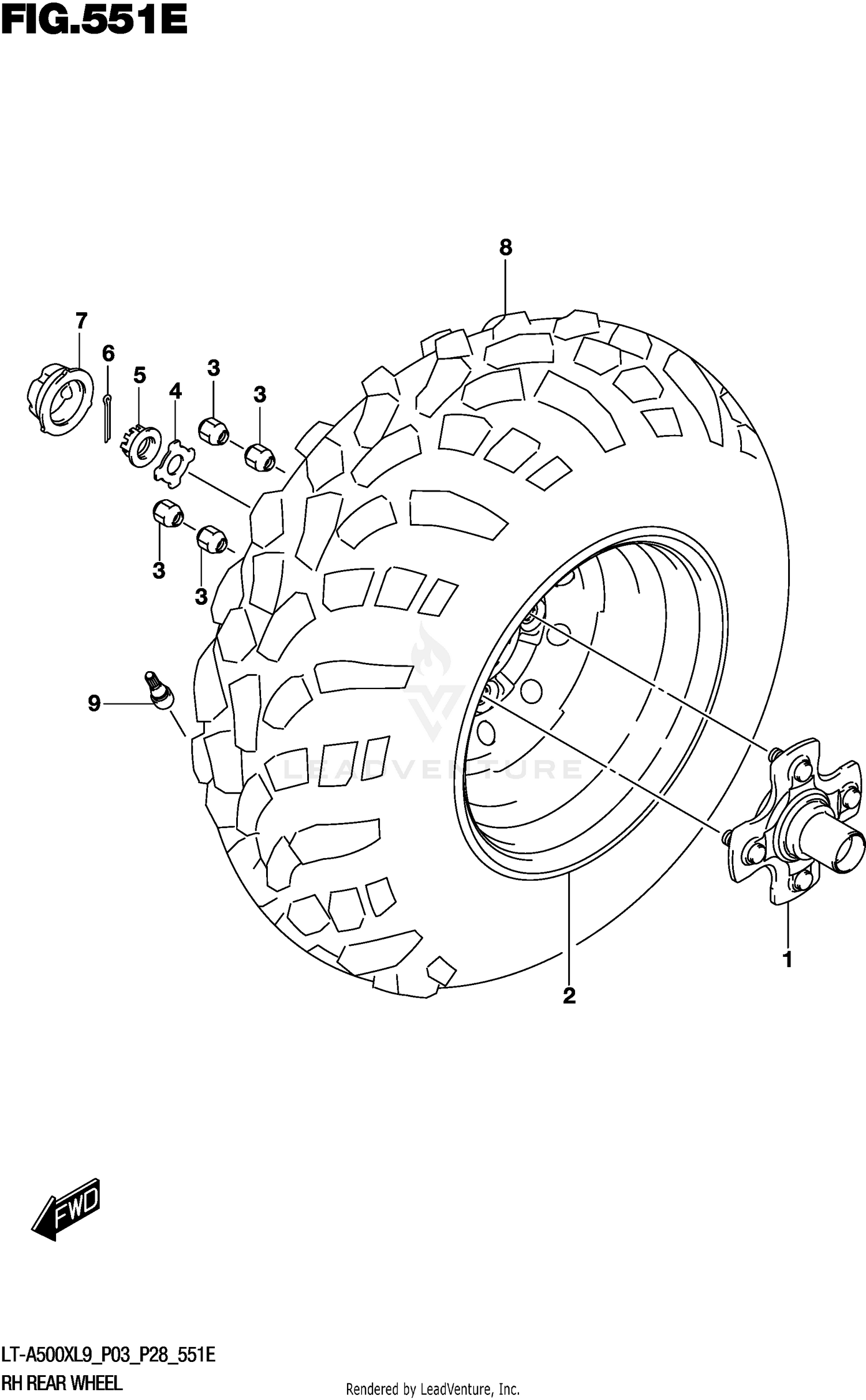 RH REAR WHEEL (LT-A500XPL9 P28)