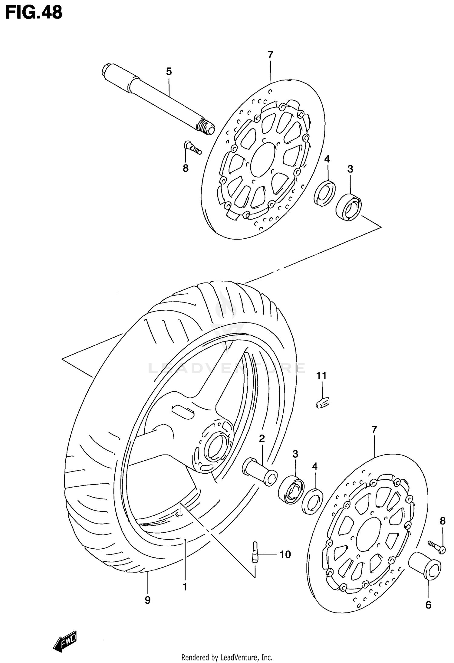 FRONT WHEEL (MODEL V/W/X/Y)