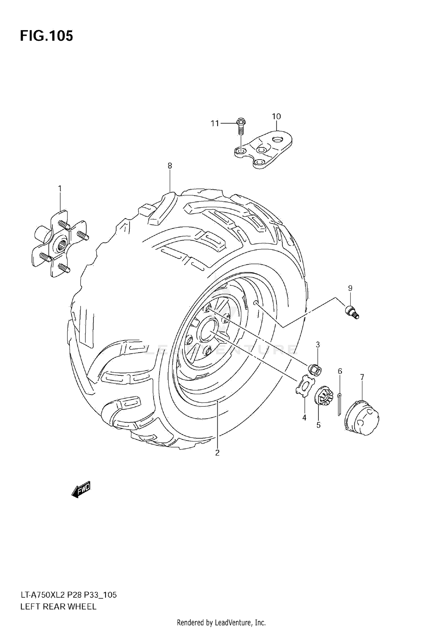 LEFT REAR WHEEL (LT-A750XZ L2 E28)