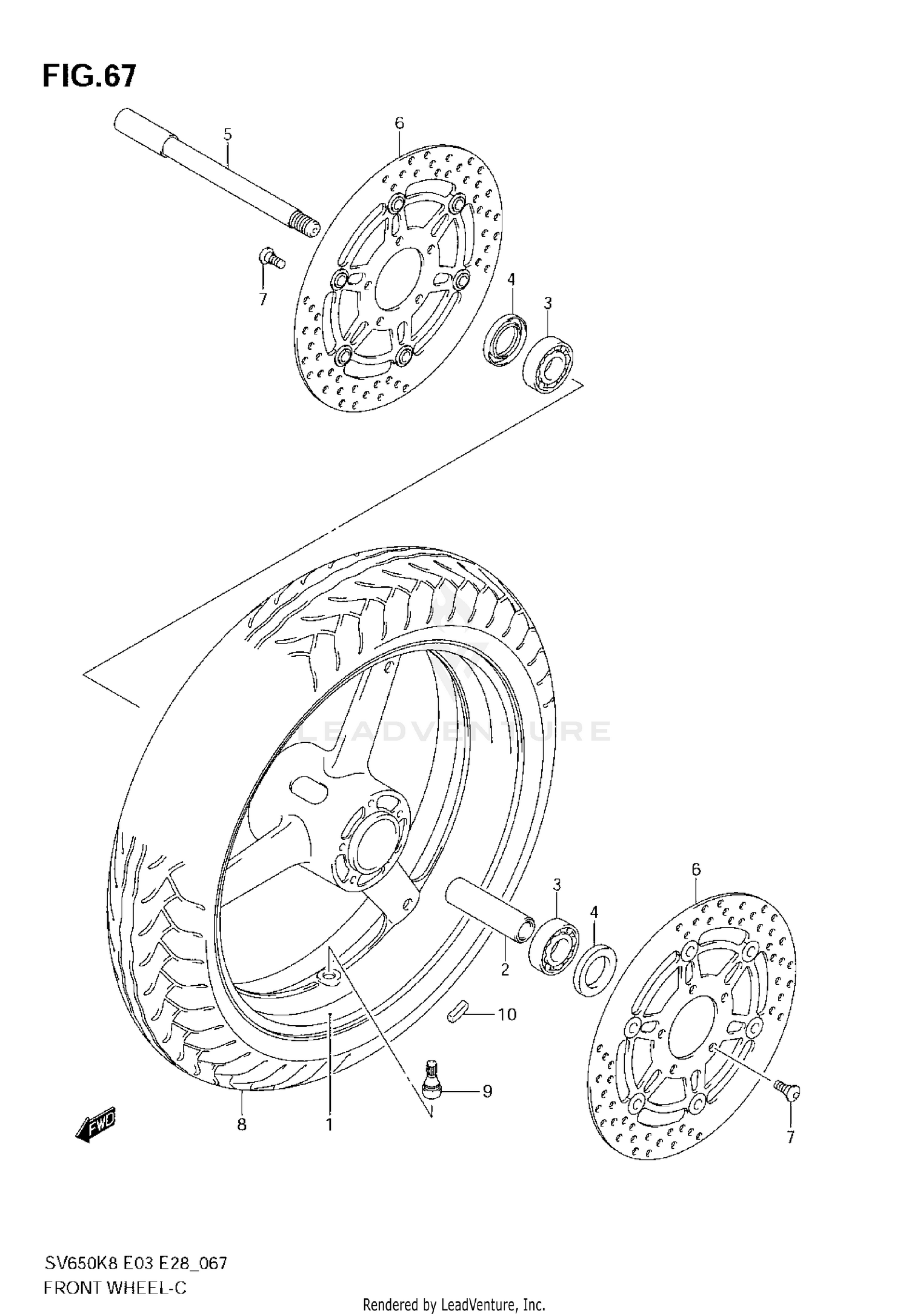 FRONT WHEEL (SV650K8/SK8)