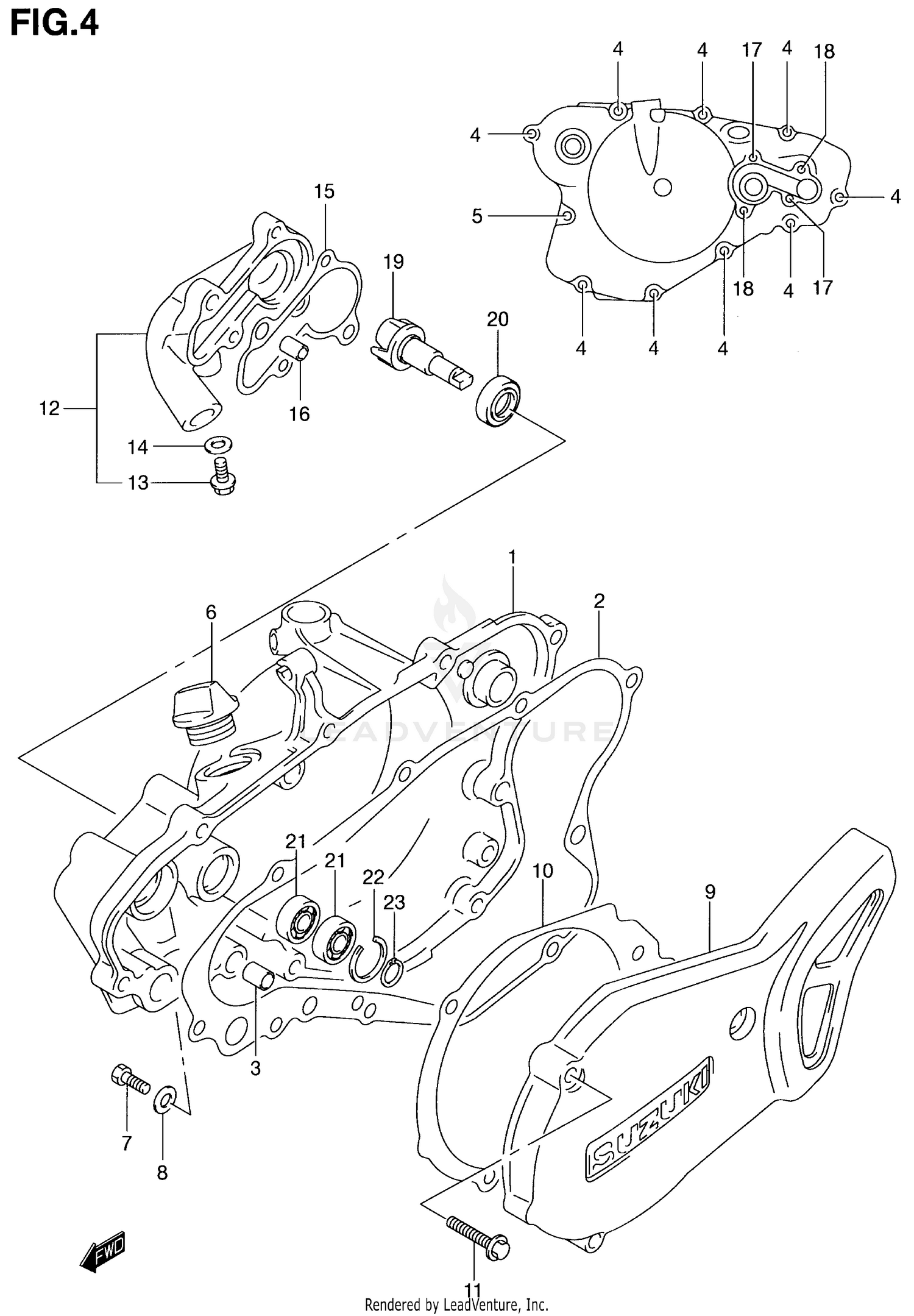 CRANKCASE COVER- WATER PUMP
