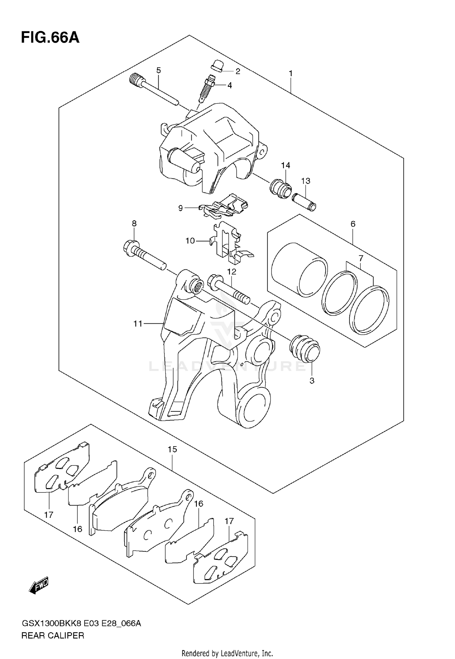 REAR CALIPER (GSX1300BKAK8/AK9)