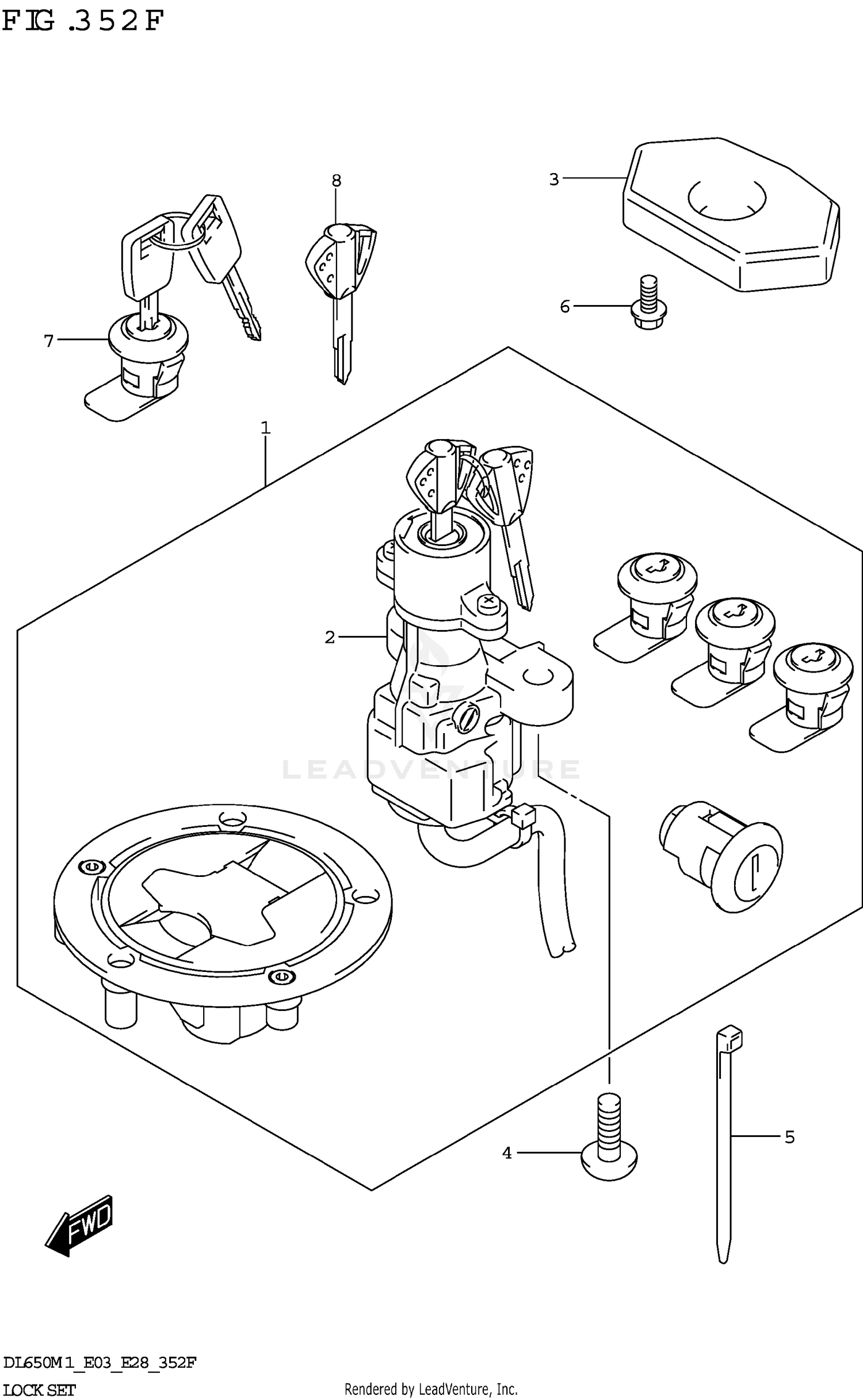 LOCK SET (SEE NOTE 1)