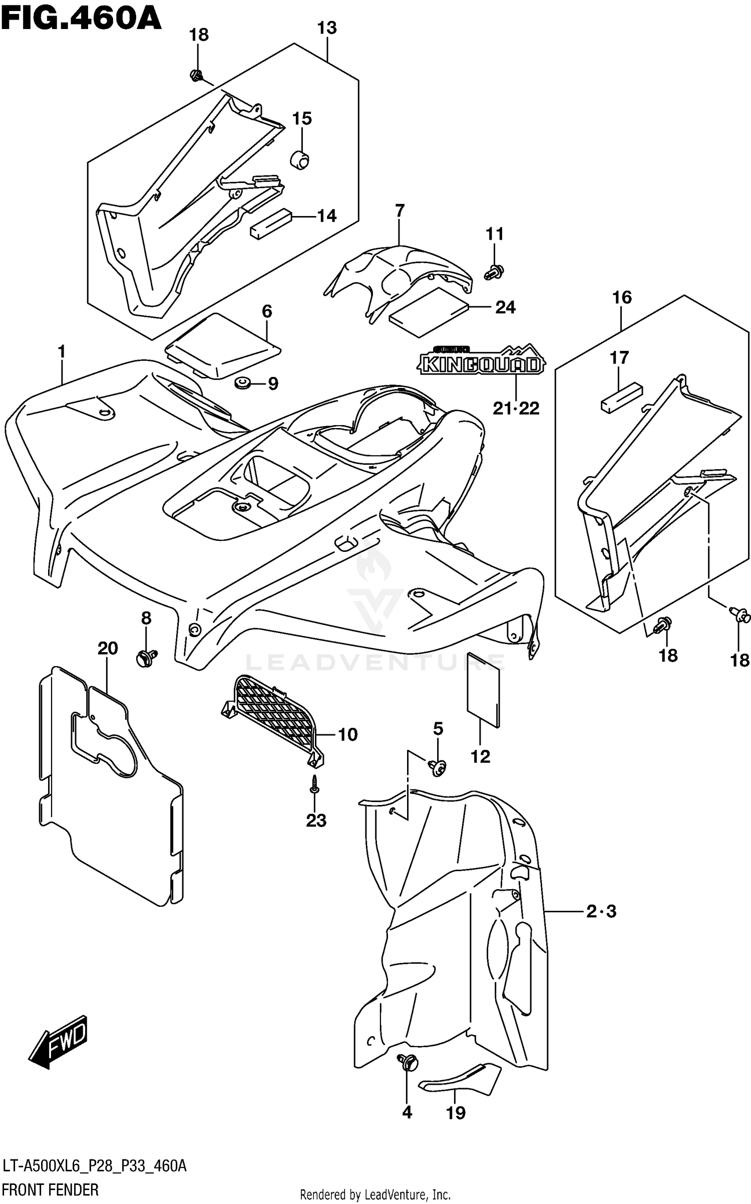 FRONT FENDER (LT-A500XL6 P28)