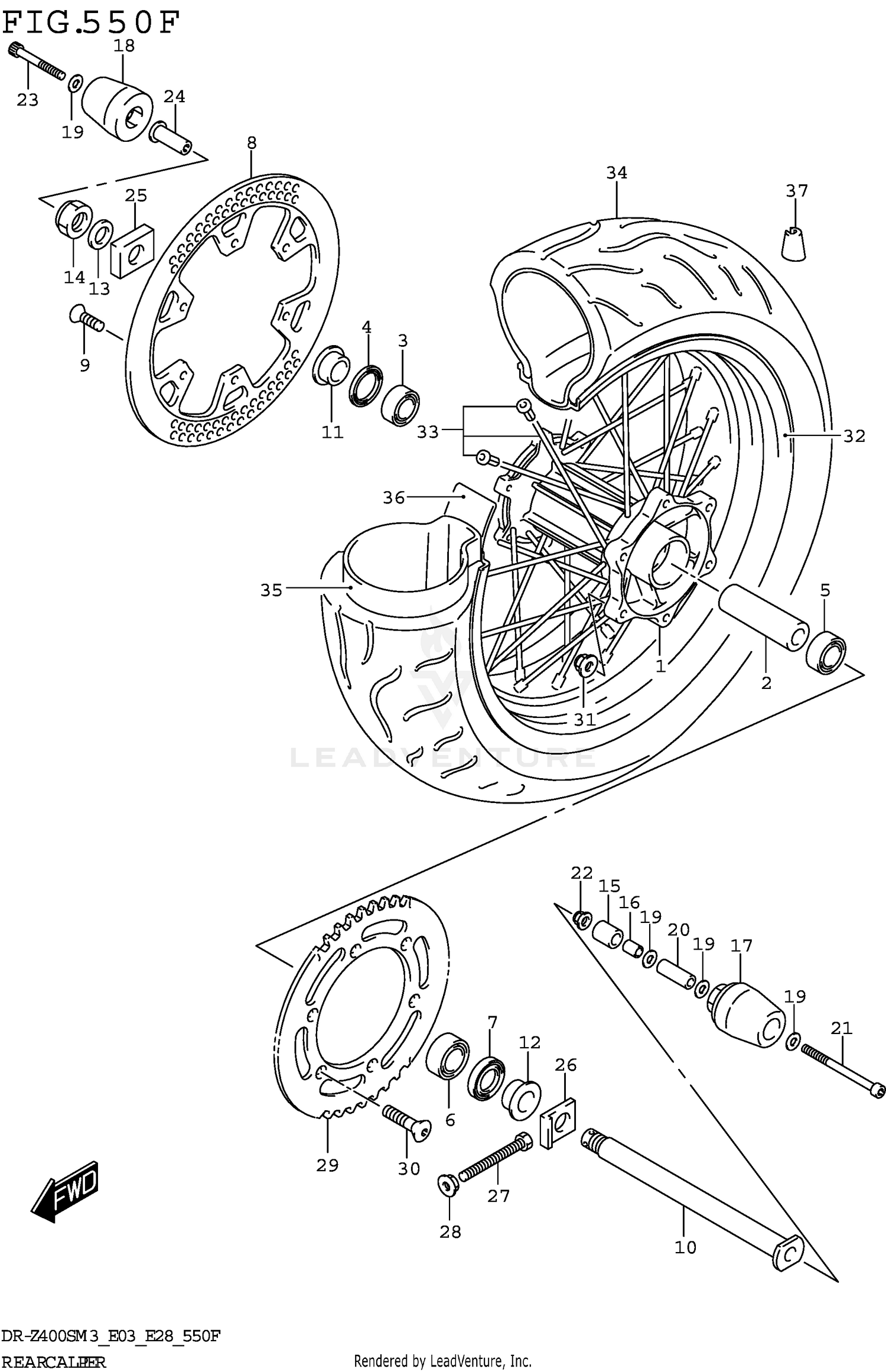 REAR WHEEL (DR-Z400SMM3 E33)