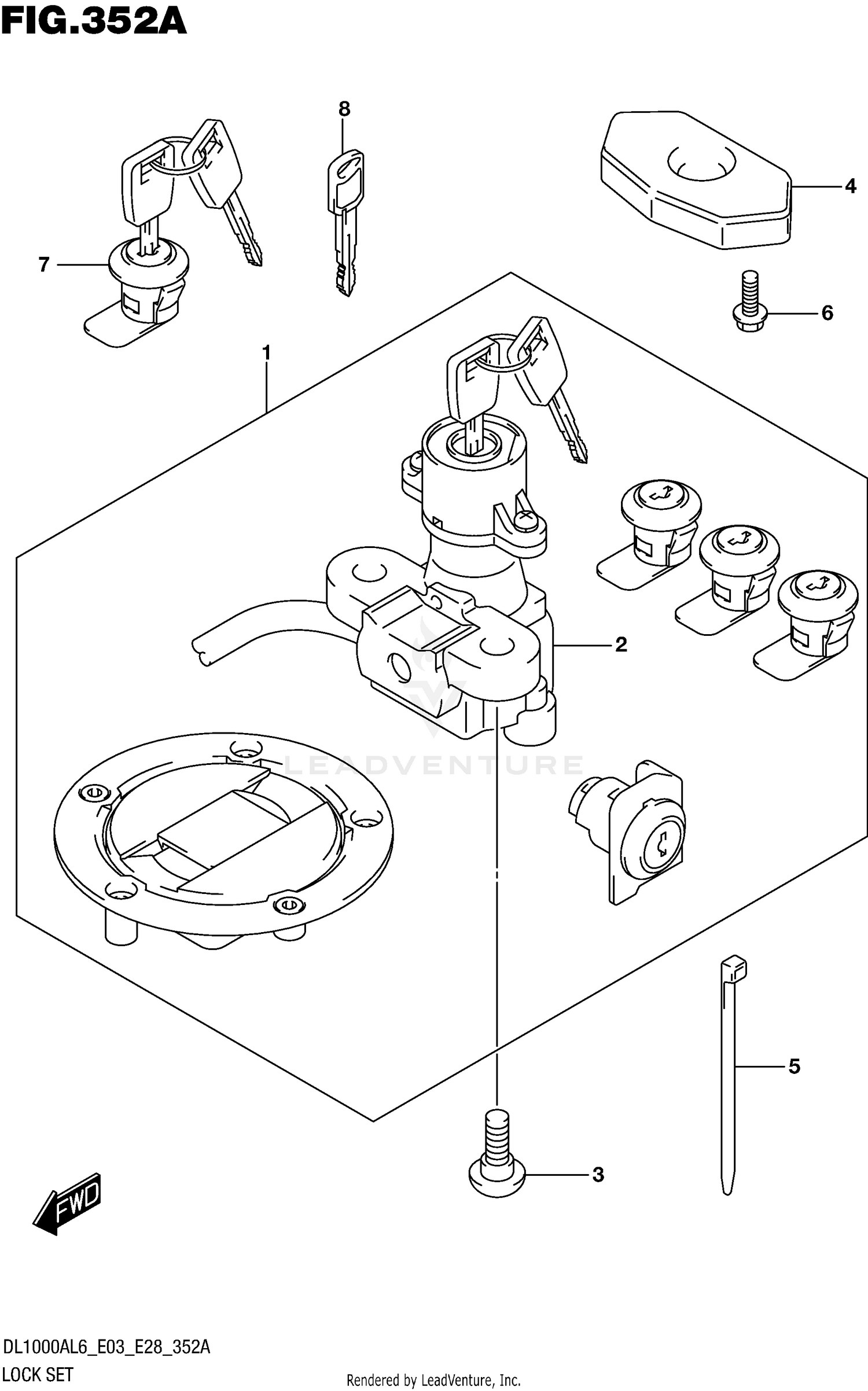 LOCK SET (FOR PANNIR CASE)  (DL1000AL6 E03)