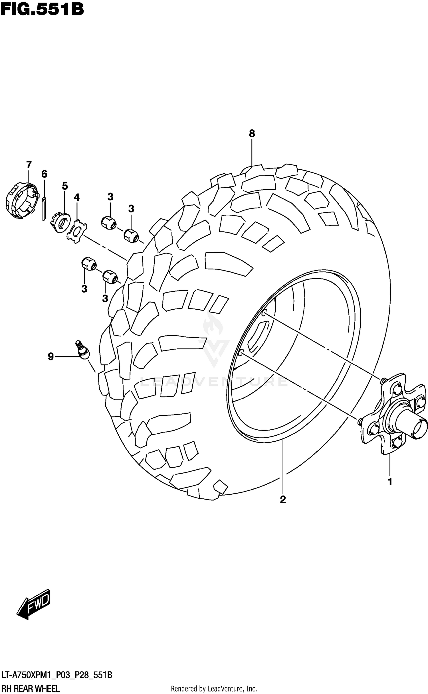 RH REAR WHEEL (LT-A750XPZ)