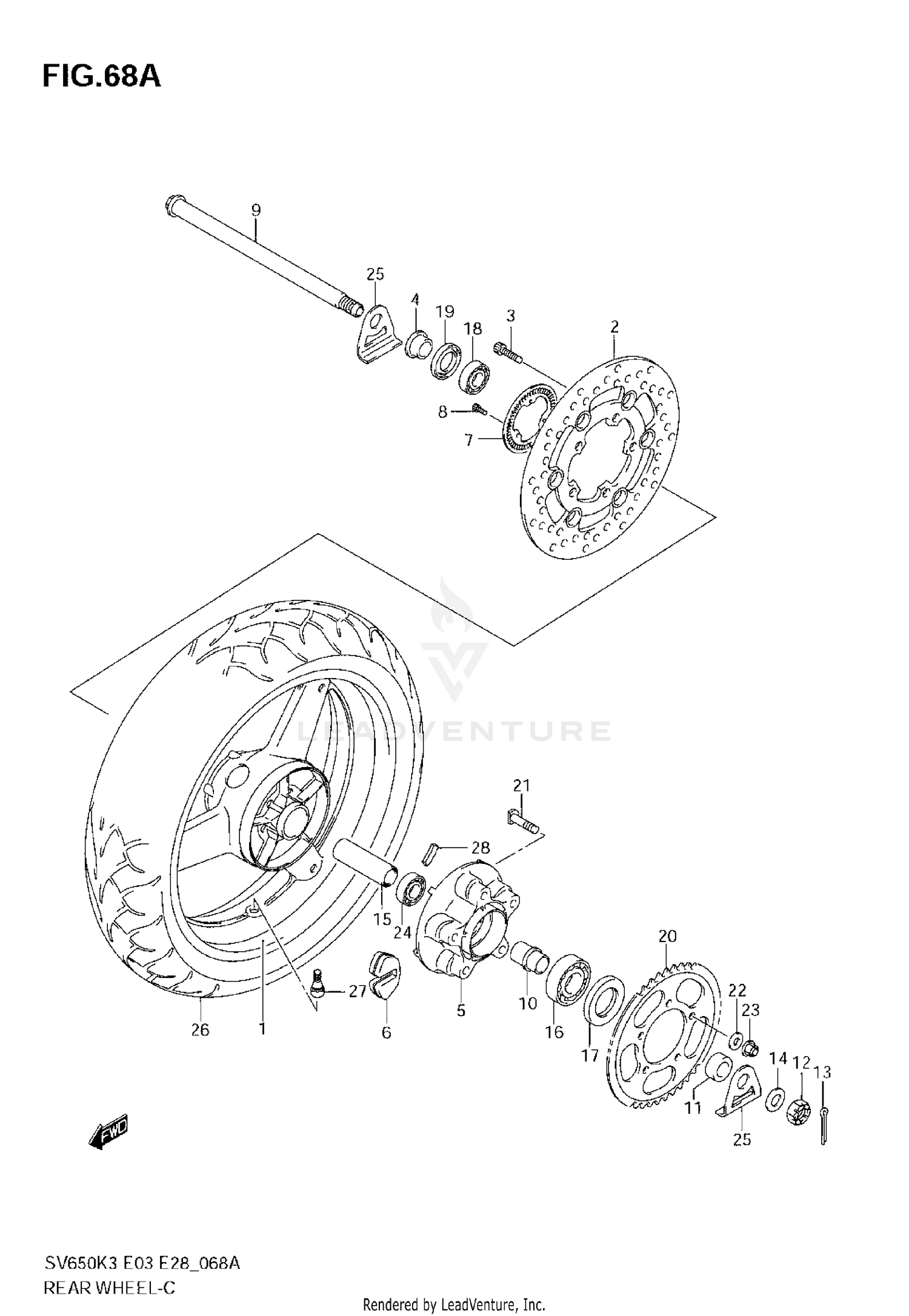 REAR WHEEL (SV650AK7/SAK7)