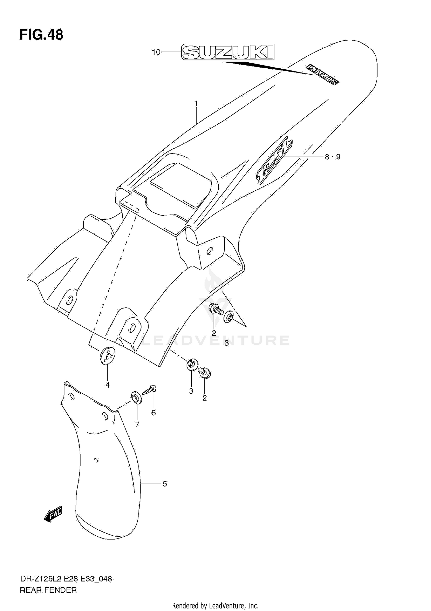 REAR FENDER (DR-Z125L E33)