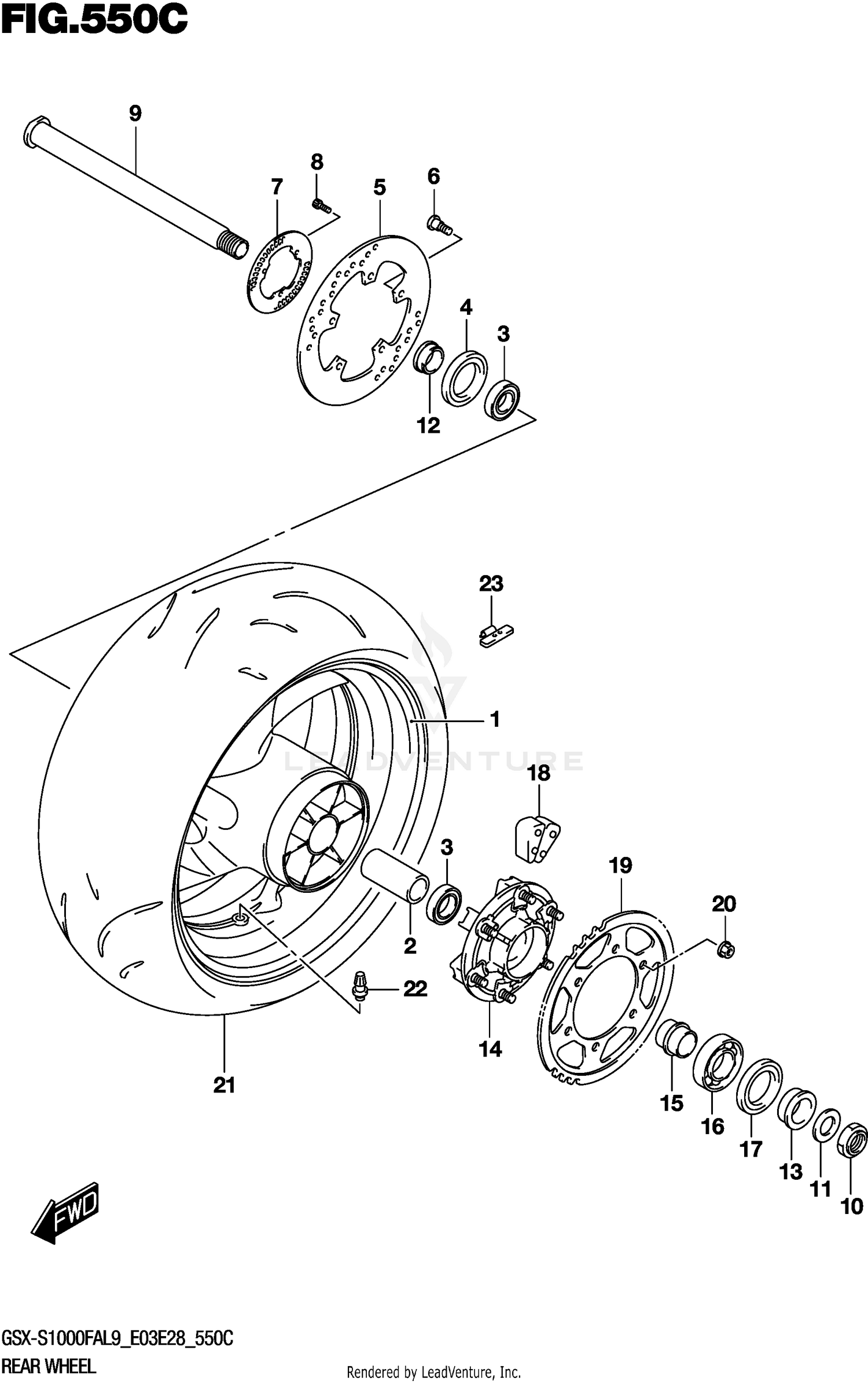 REAR WHEEL (GSX-S1000FAL9 E33)