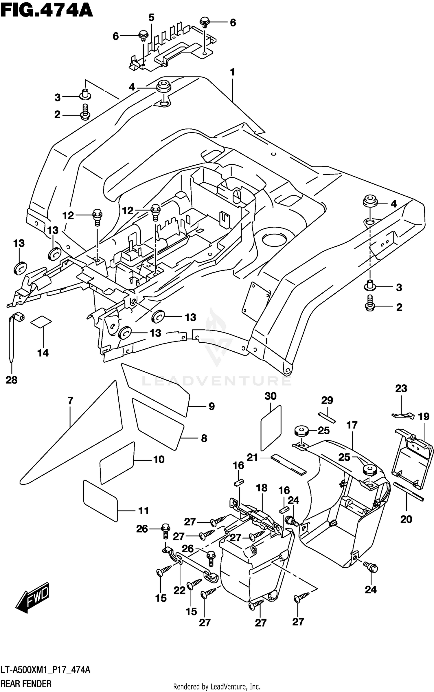 REAR FENDER (LT-A500XM1 P17)