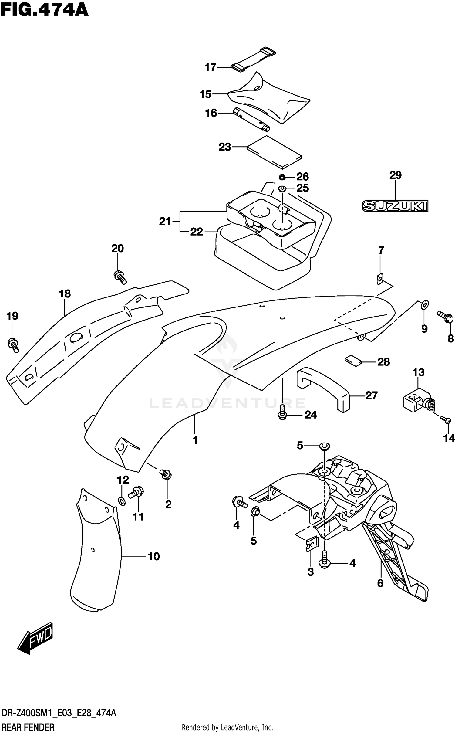 REAR FENDER (DR-Z400SM)