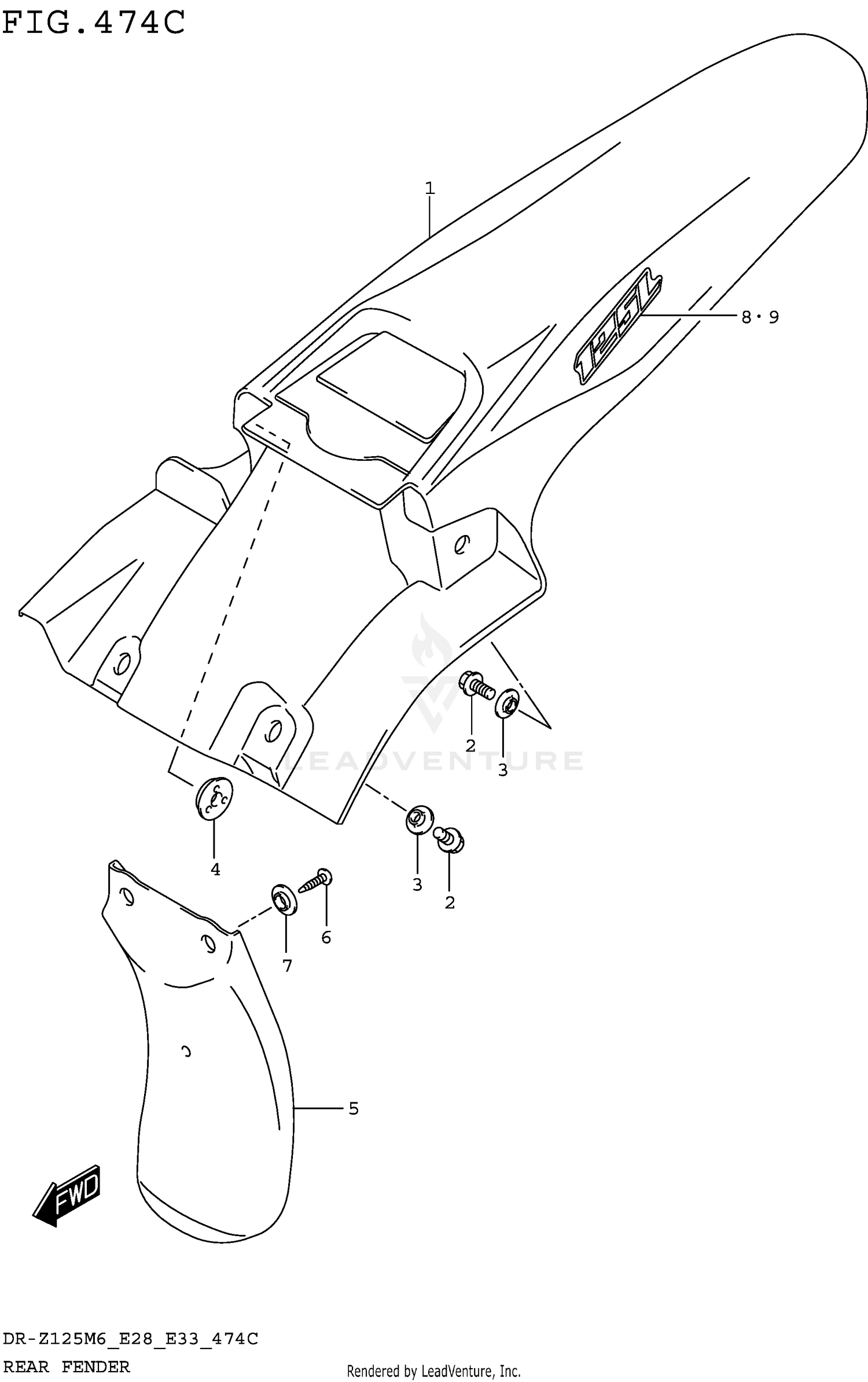 REAR FENDER (DR-Z125L E33)
