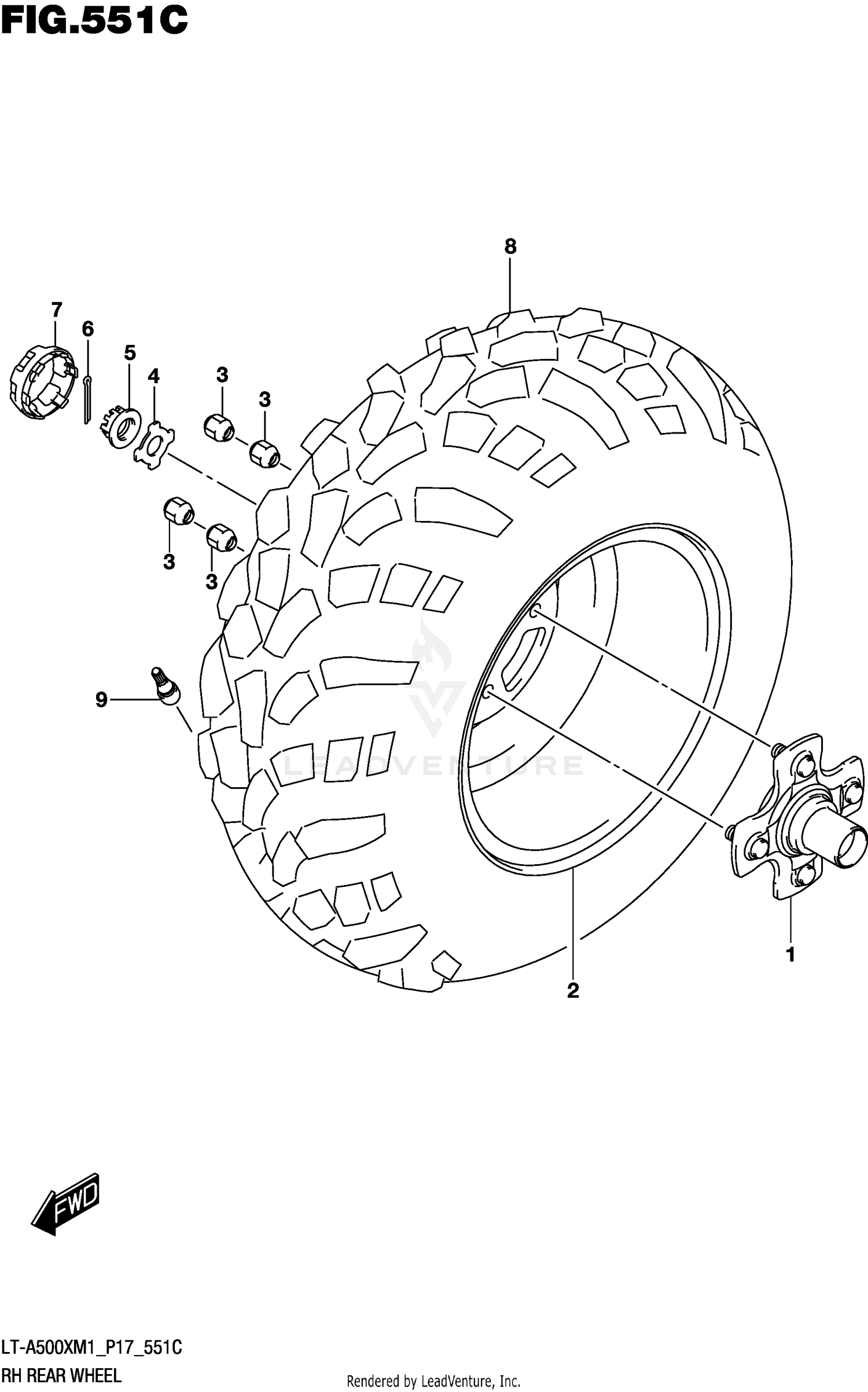 RH REAR WHEEL (LT-A500XPZM1 P17)