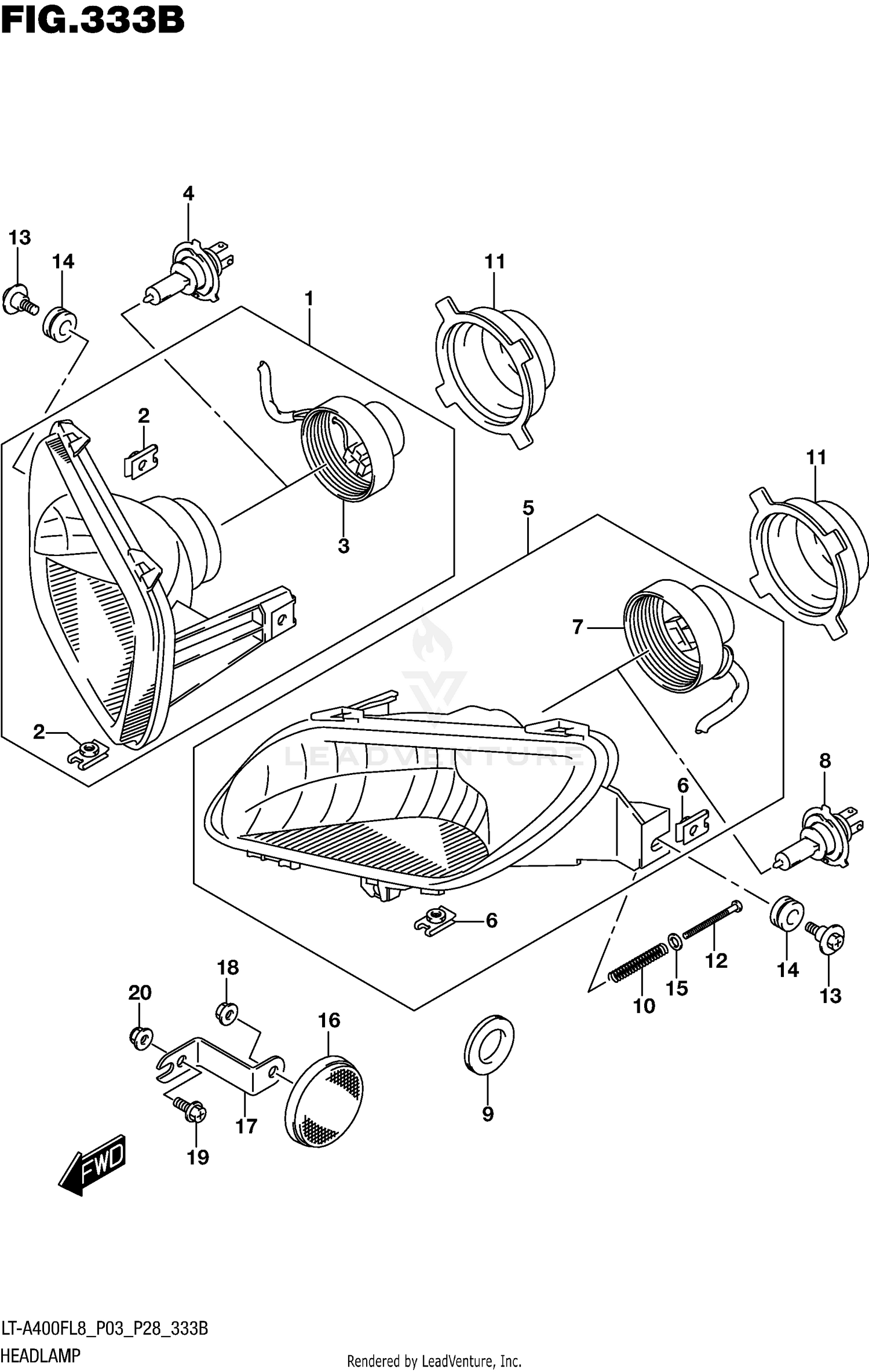 HEADLAMP (LT-A400FL8 P28)