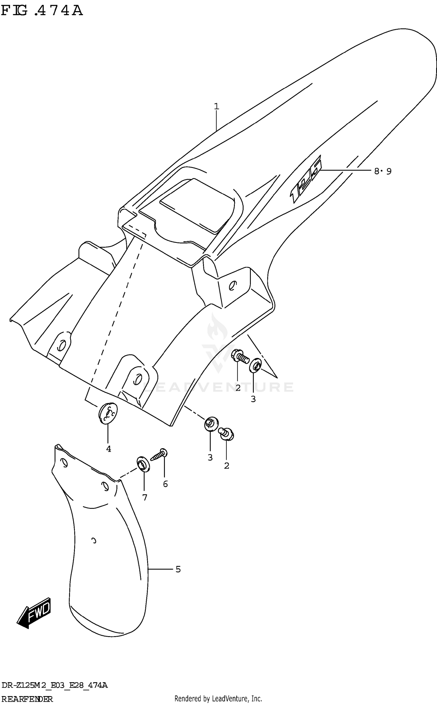REAR FENDER (DR-Z125:E28)