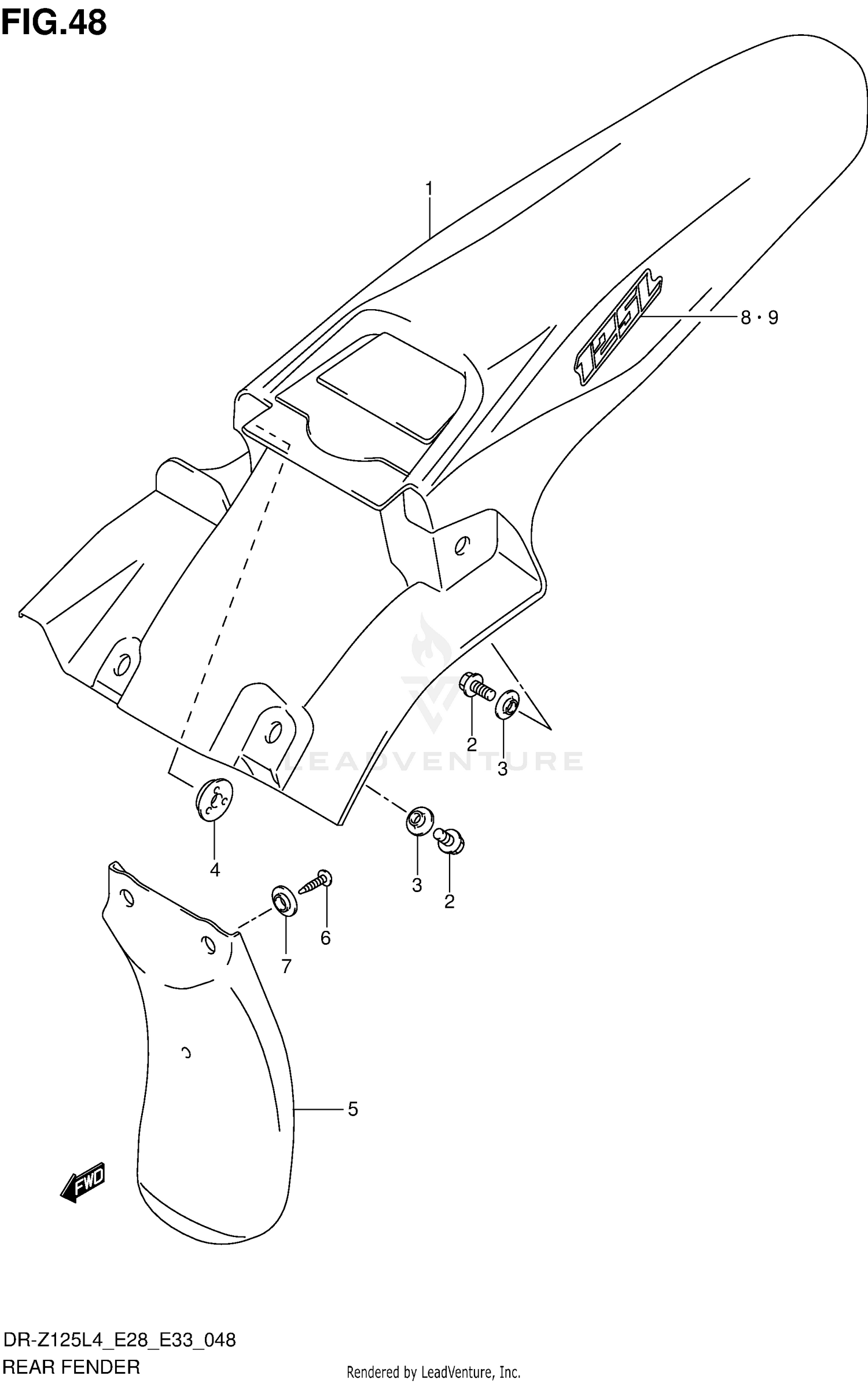 REAR FENDER (DR-Z125LL4 E33)
