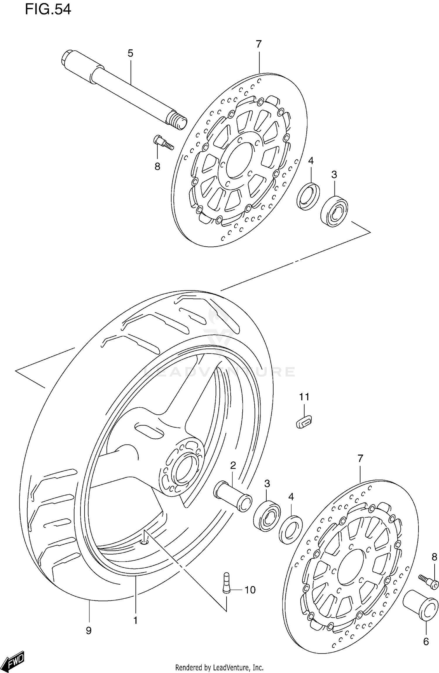 FRONT WHEEL (MODEL V/W/X)