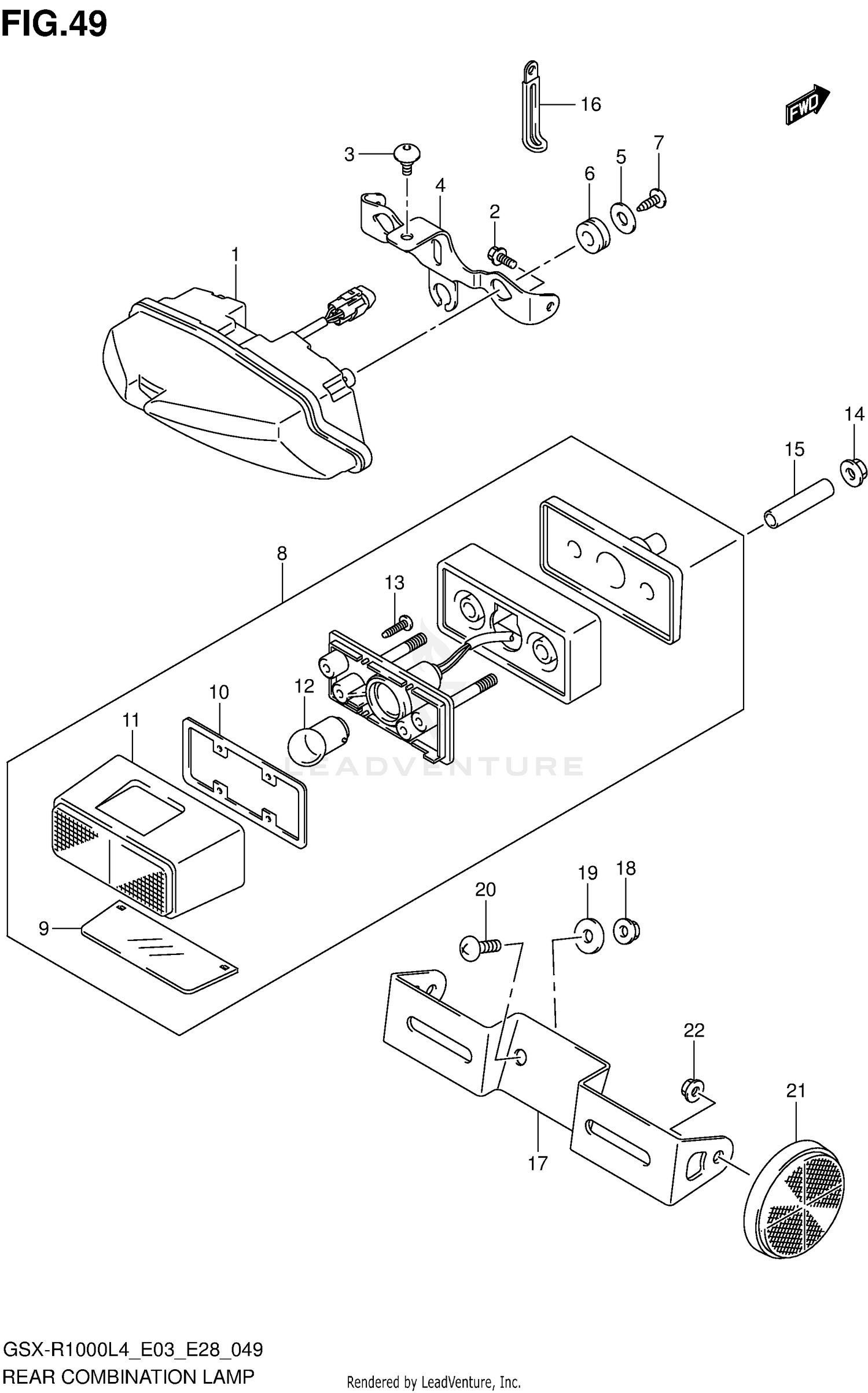 REAR COMBINATION LAMP (GSX-R1000L4 E03)