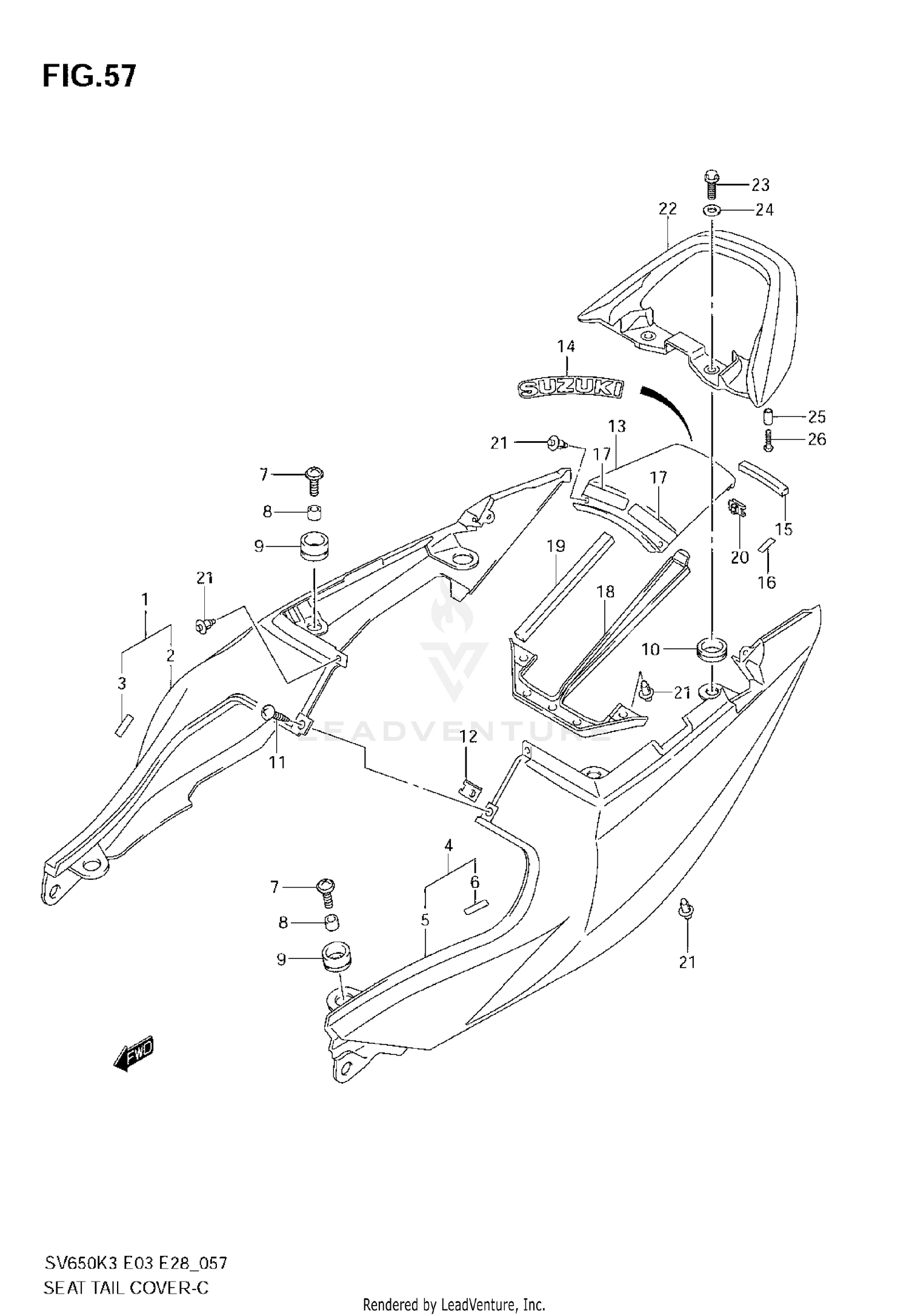 SEAT TAIL COVER (SV650SK3)