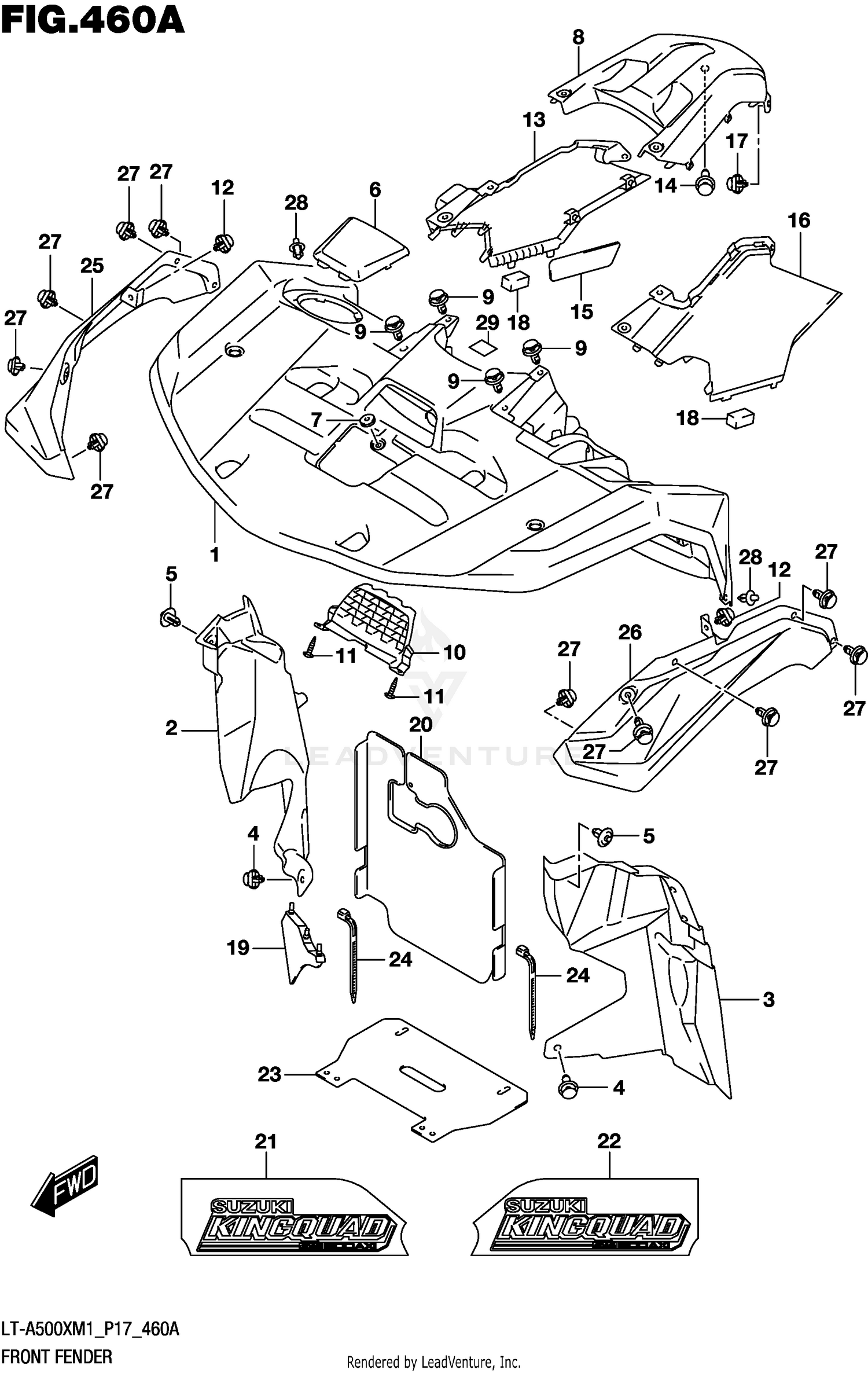 FRONT FENDER (LT-A500XM1 P17)
