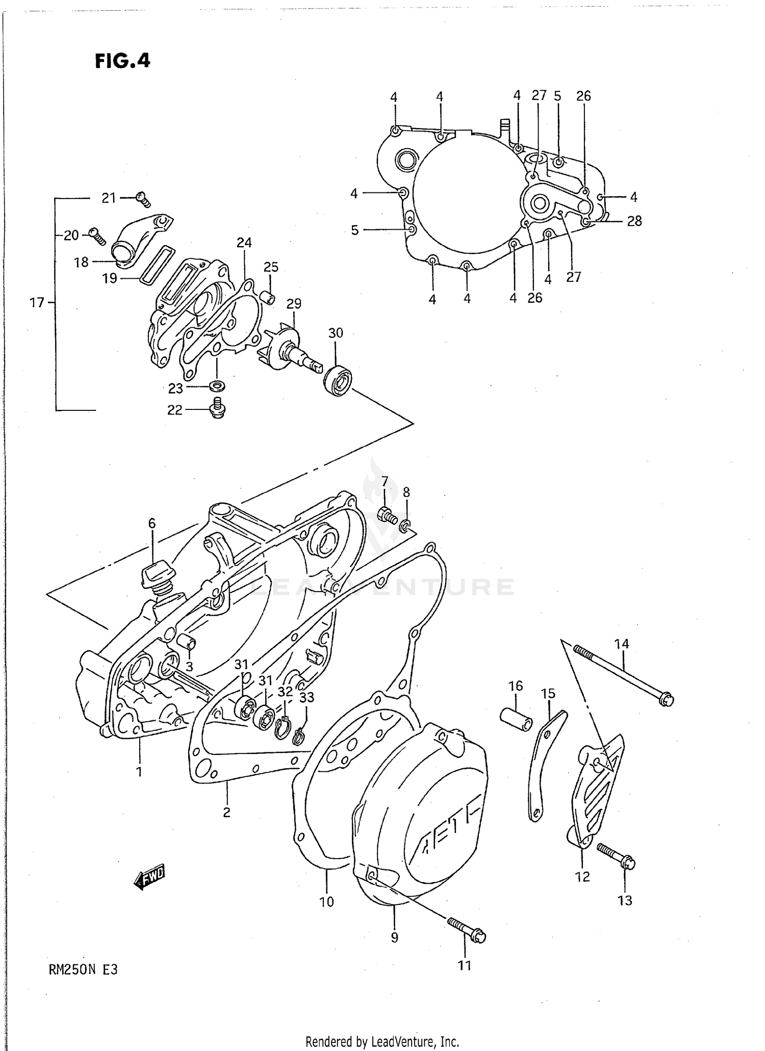 CRANKCASE COVER- WATER PUMP (MODEL K)