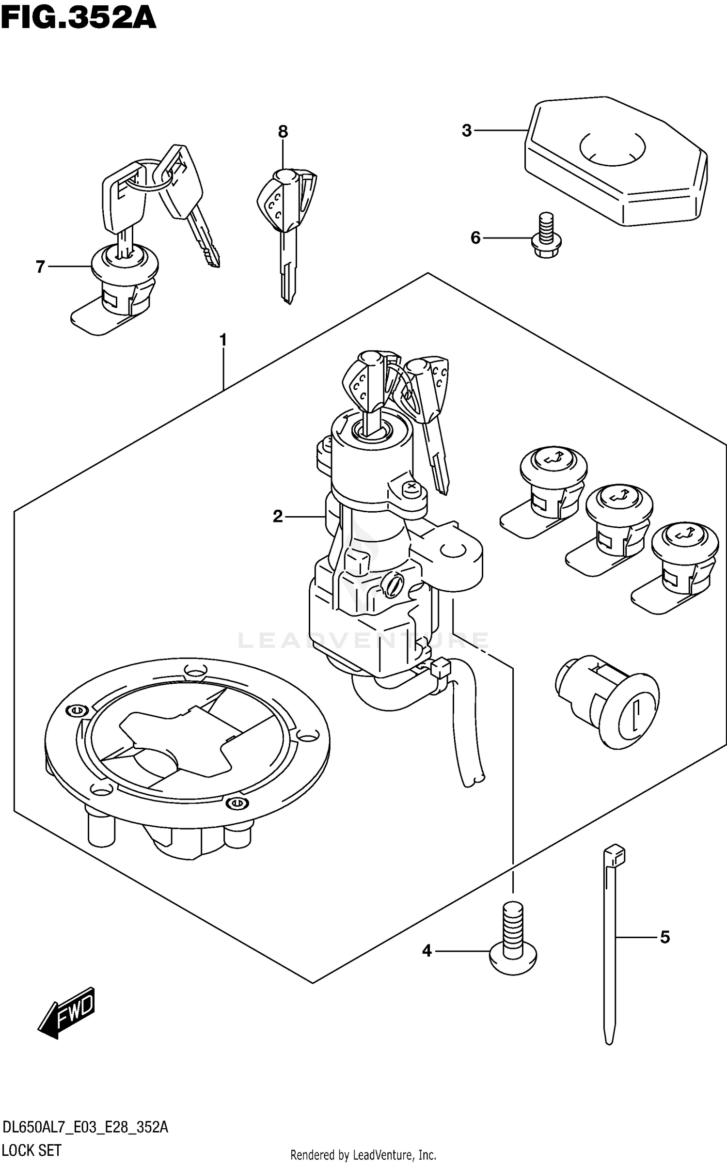 LOCK SET (FOR TOP CASE,SIDE CASE)