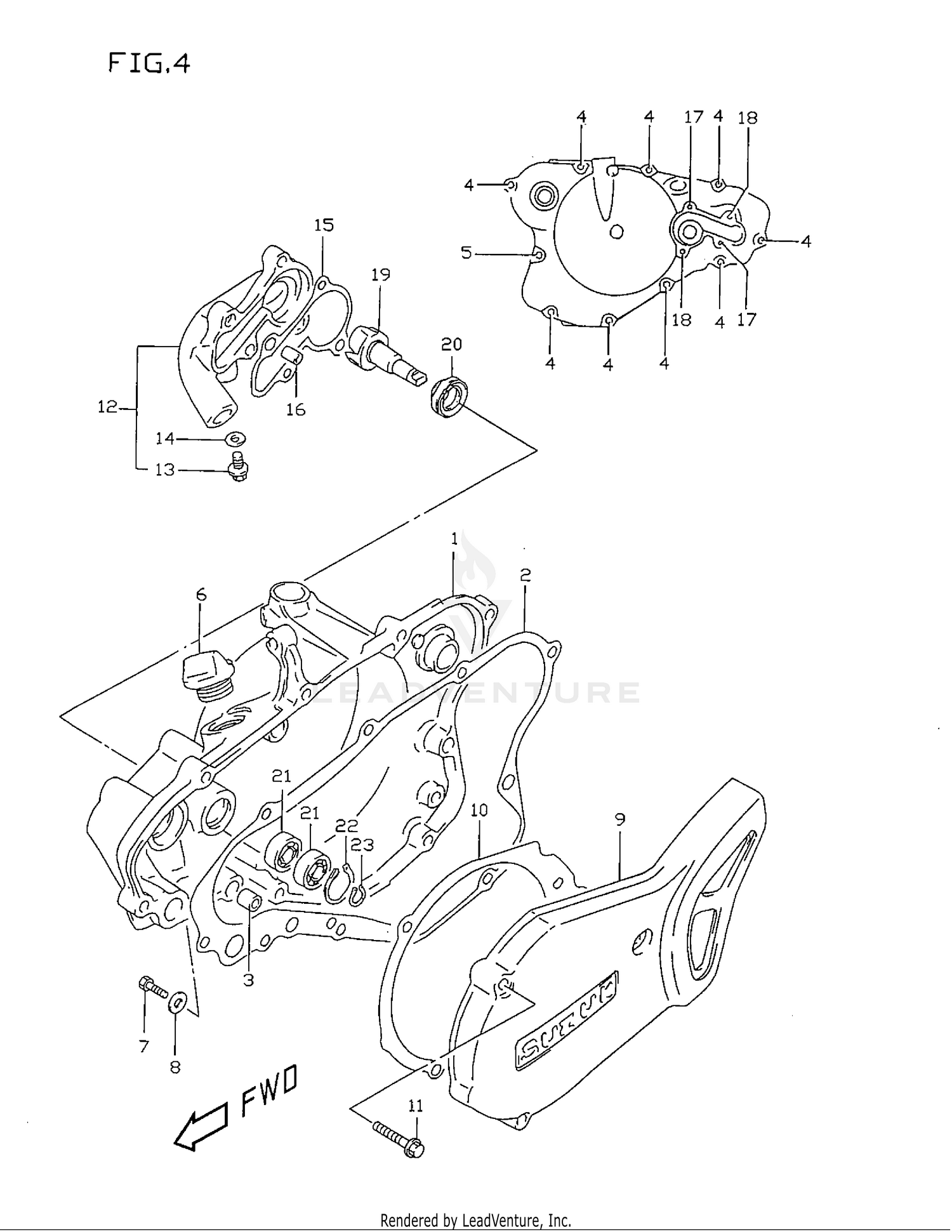 CRANKCASE COVER- WATER PUMP