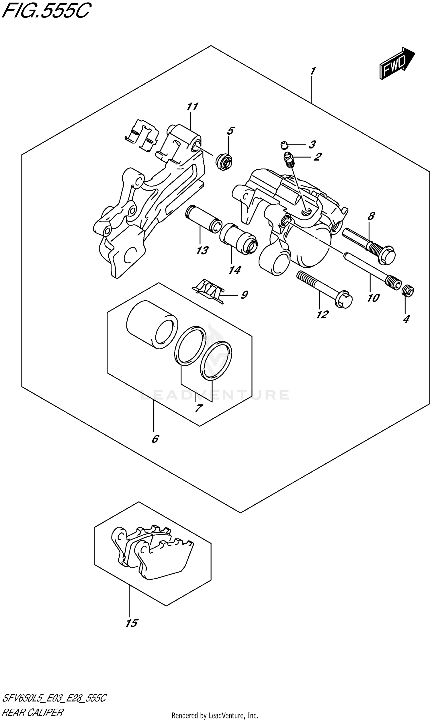 REAR CALIPER (SFV650L5 E33)