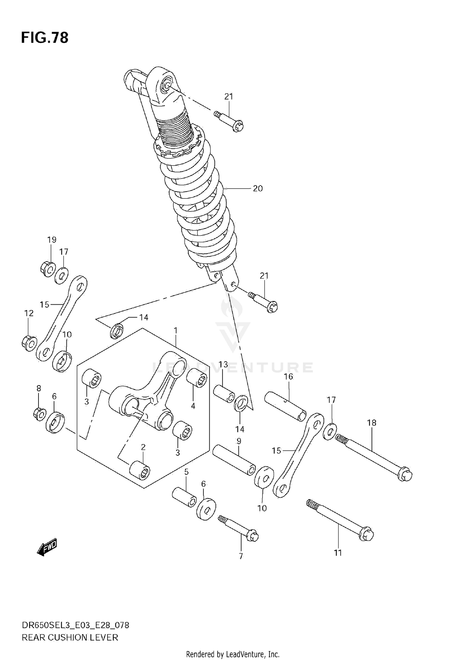 REAR CUSHION LEVER (DR650SEL3 E28)